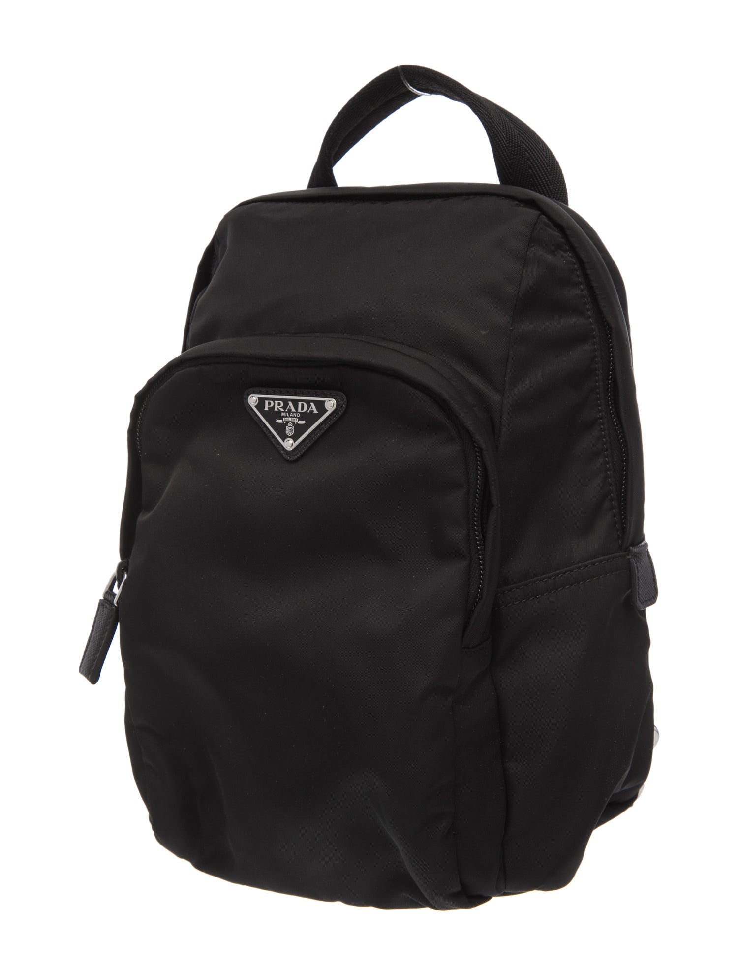 Prada Enameled Metal Triangle Backpack