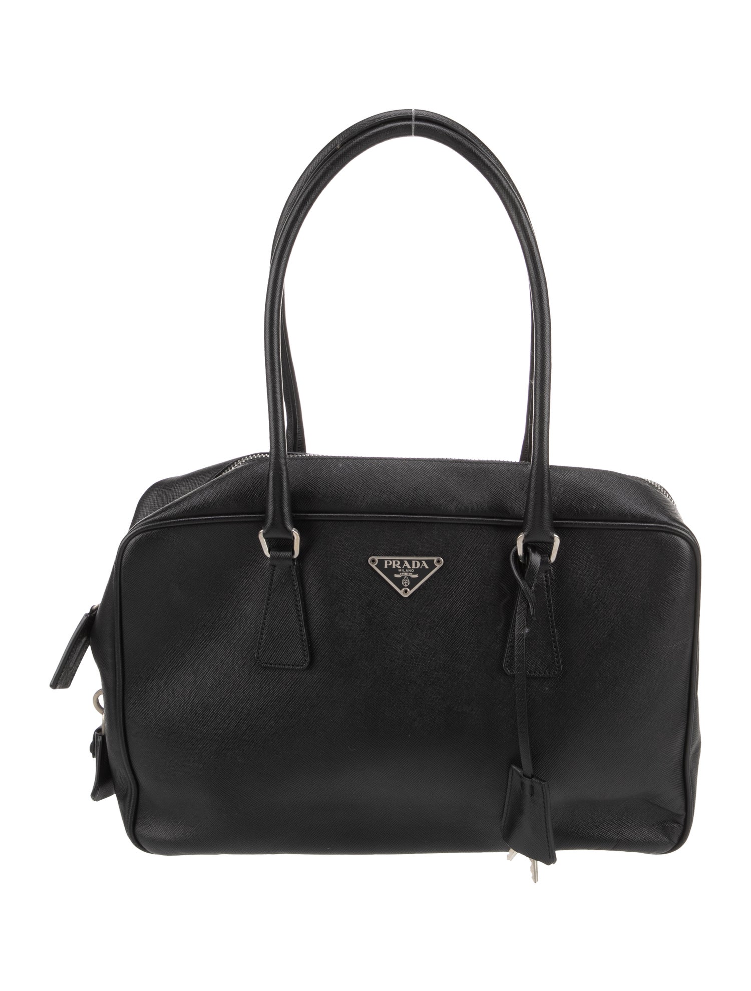 Prada Enameled Metal Triangle Bauletto