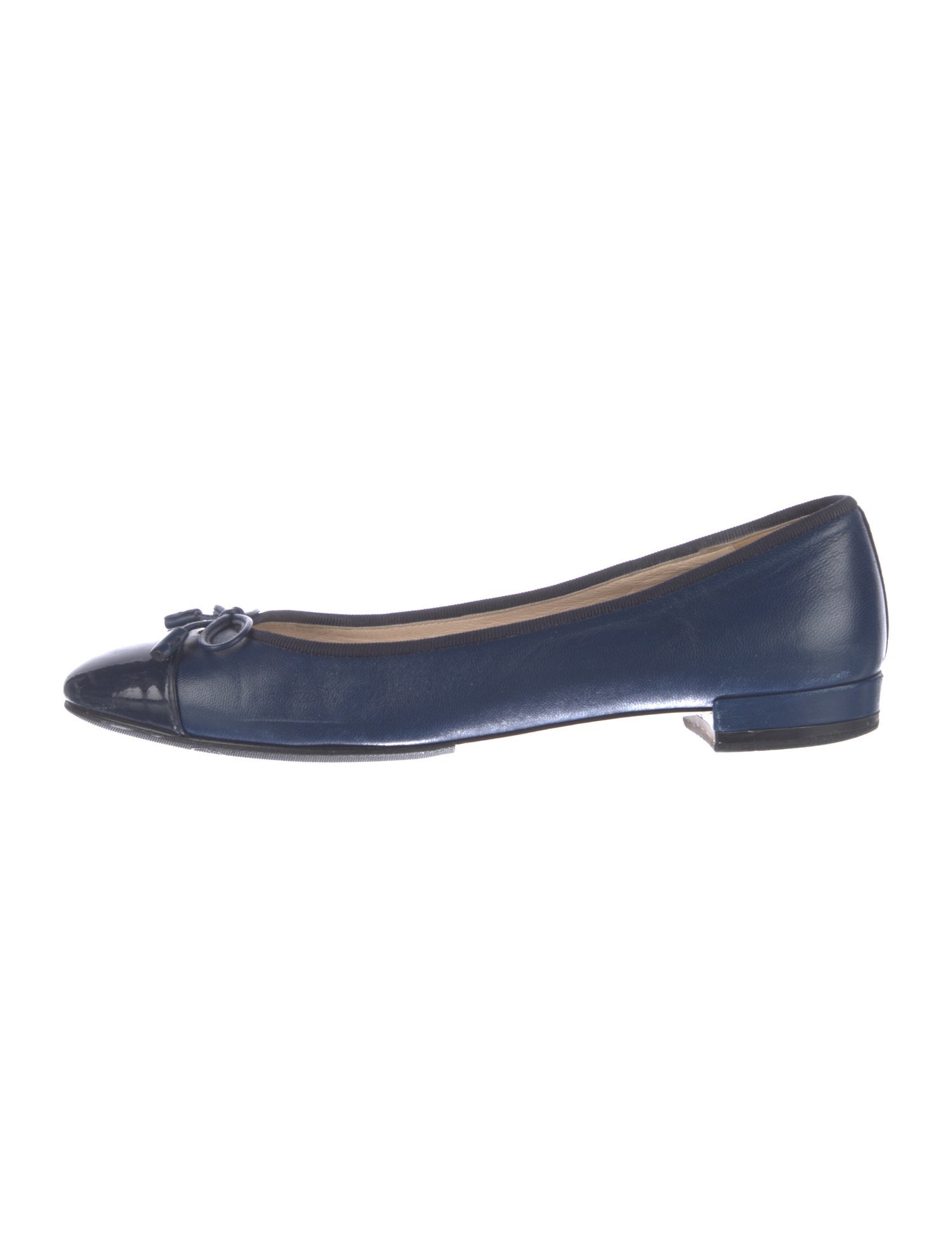 Prada Leather Bow Accents Ballet Flats