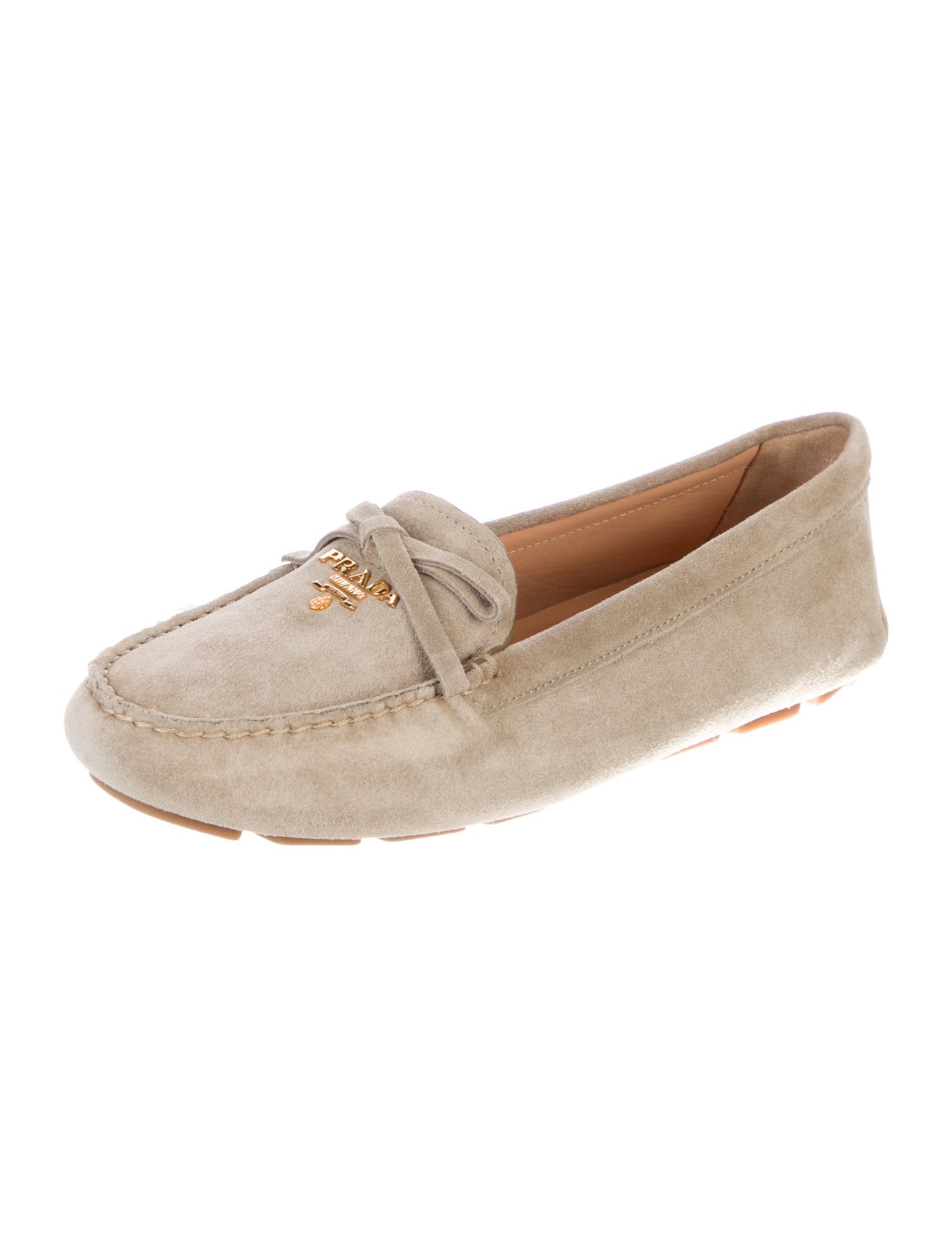 Prada Suede Bow Accents Loafers