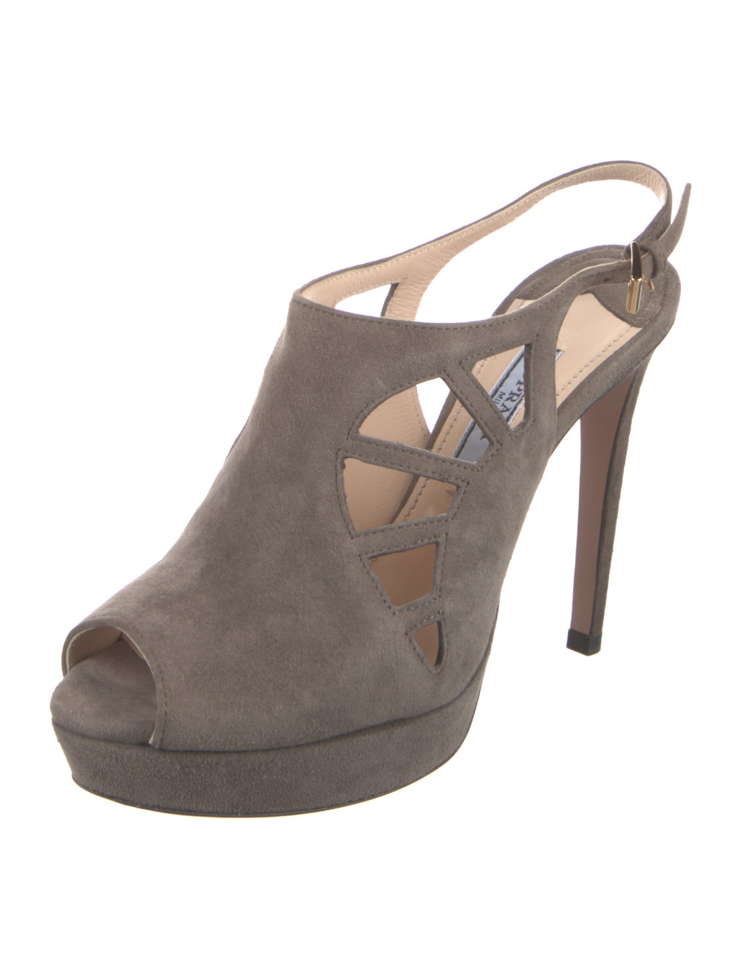 Prada Suede Cutout Accent Slingback Pumps