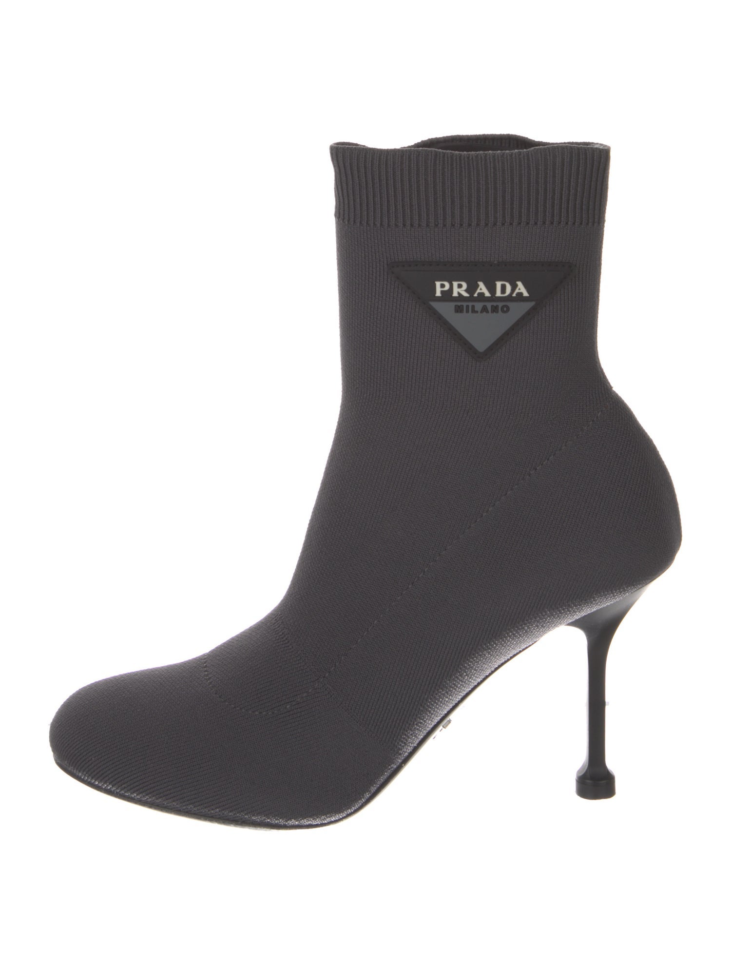 Prada Graphic Print Embroidered Accent Sock Boots