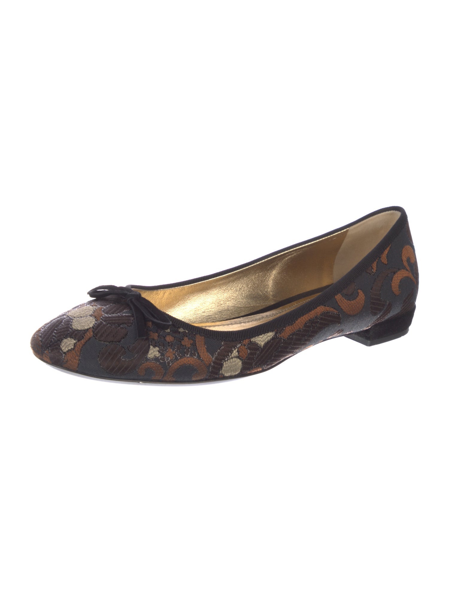 Prada Printed Bow Accents Ballet Flats
