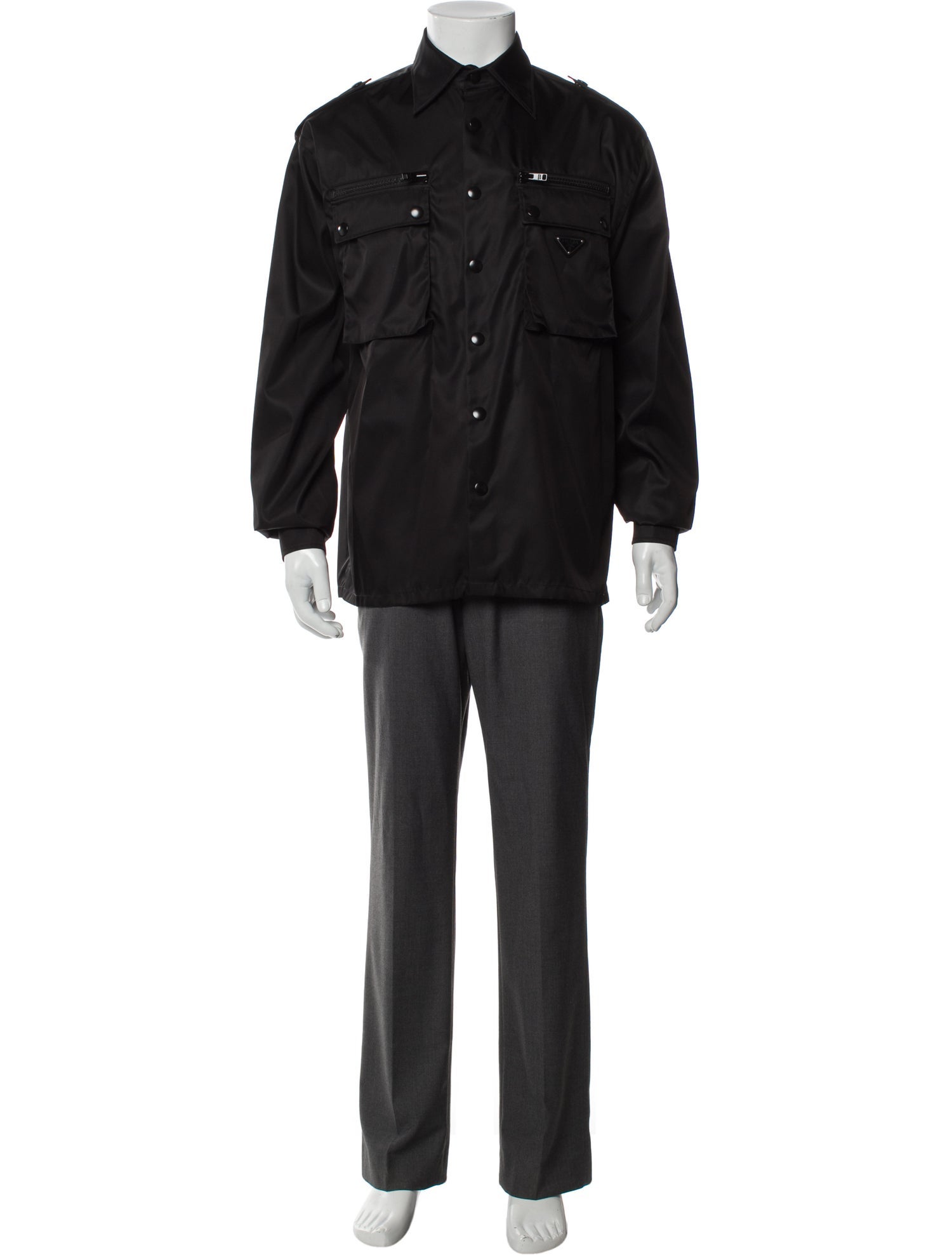 Prada 2019 Enameled Metal Triangle Utility Jacket