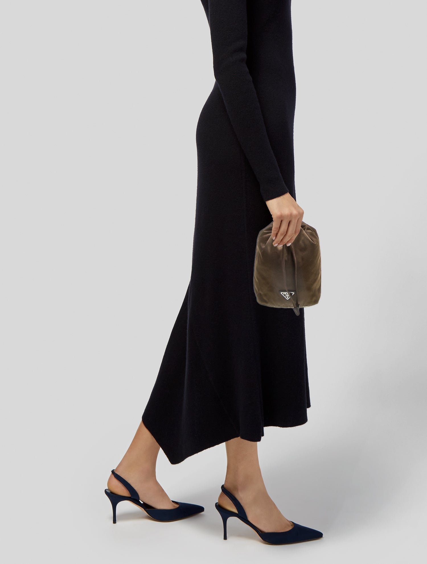 Prada Enameled Metal Triangle Bucket Bag