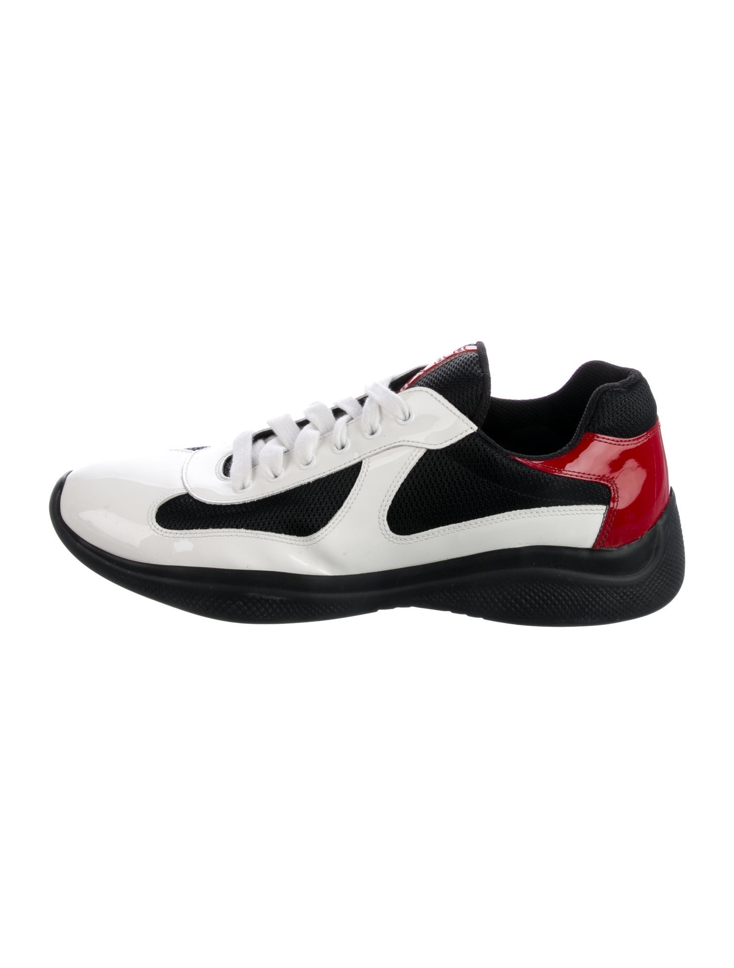 Prada Patent Leather Colorblock Pattern Sneakers