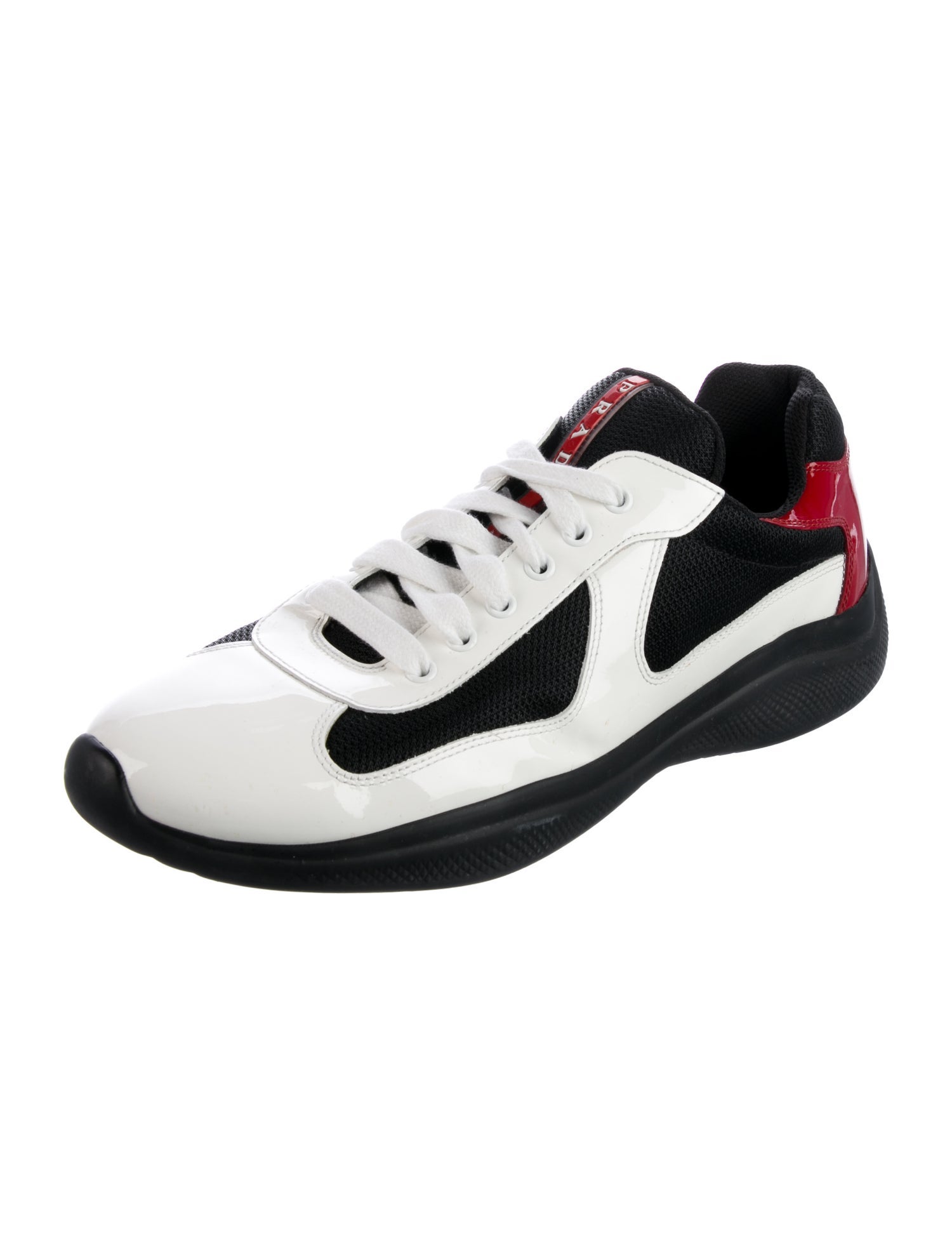 Prada Patent Leather Colorblock Pattern Sneakers