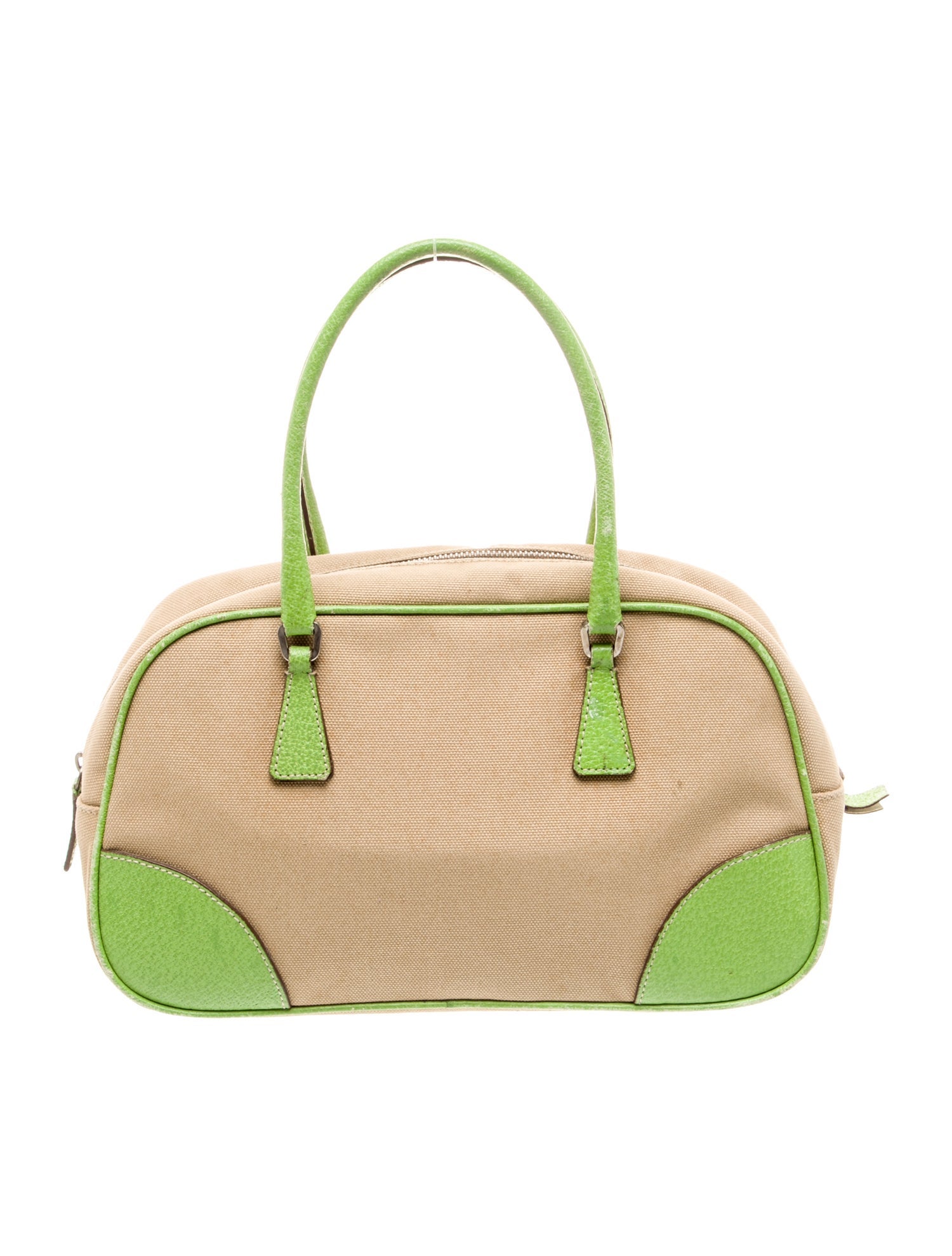 Prada Enameled Metal Triangle Top Handle Bag