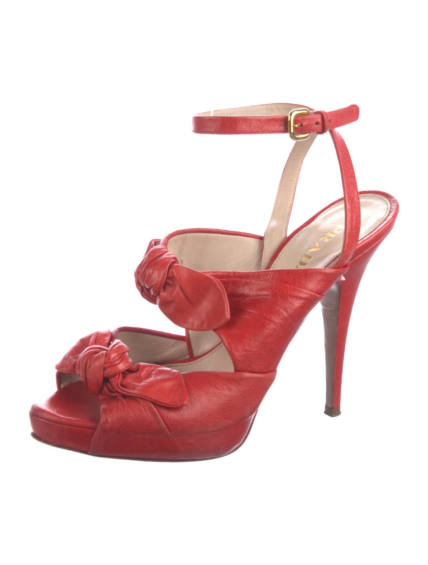 Prada Leather Bow Accents Mules