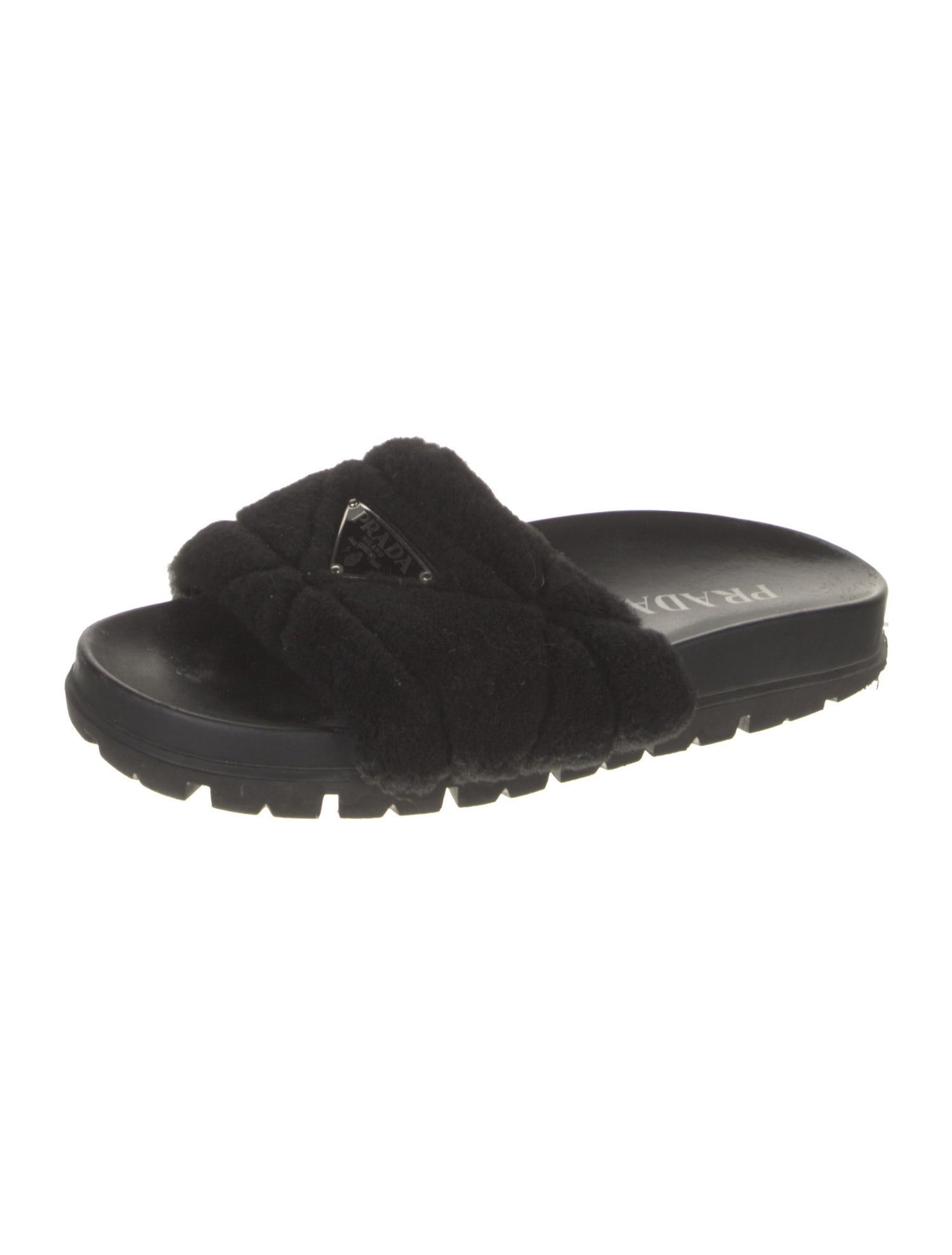 Prada Faux Fur Slides