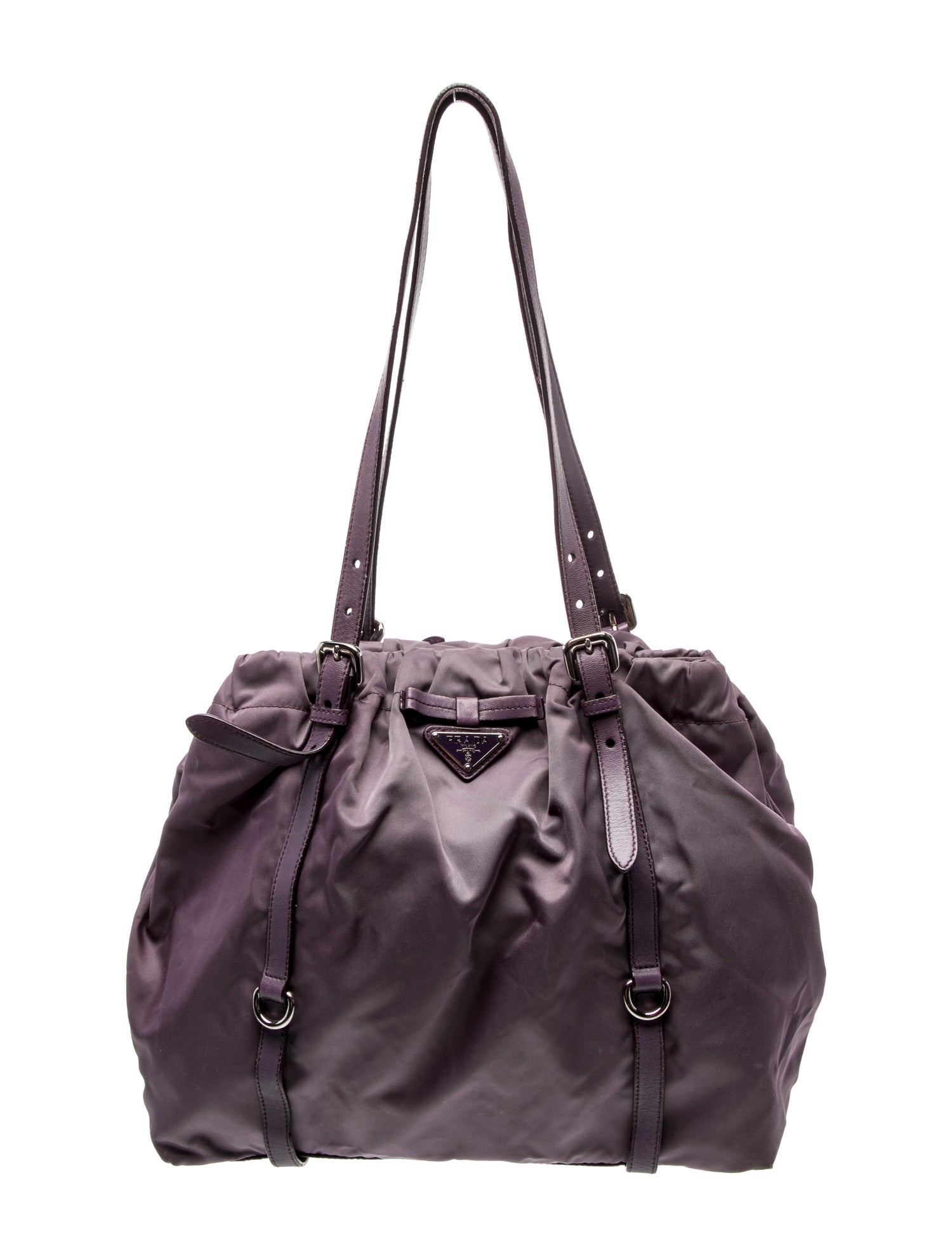 Prada Enameled Metal Triangle Bucket Bag