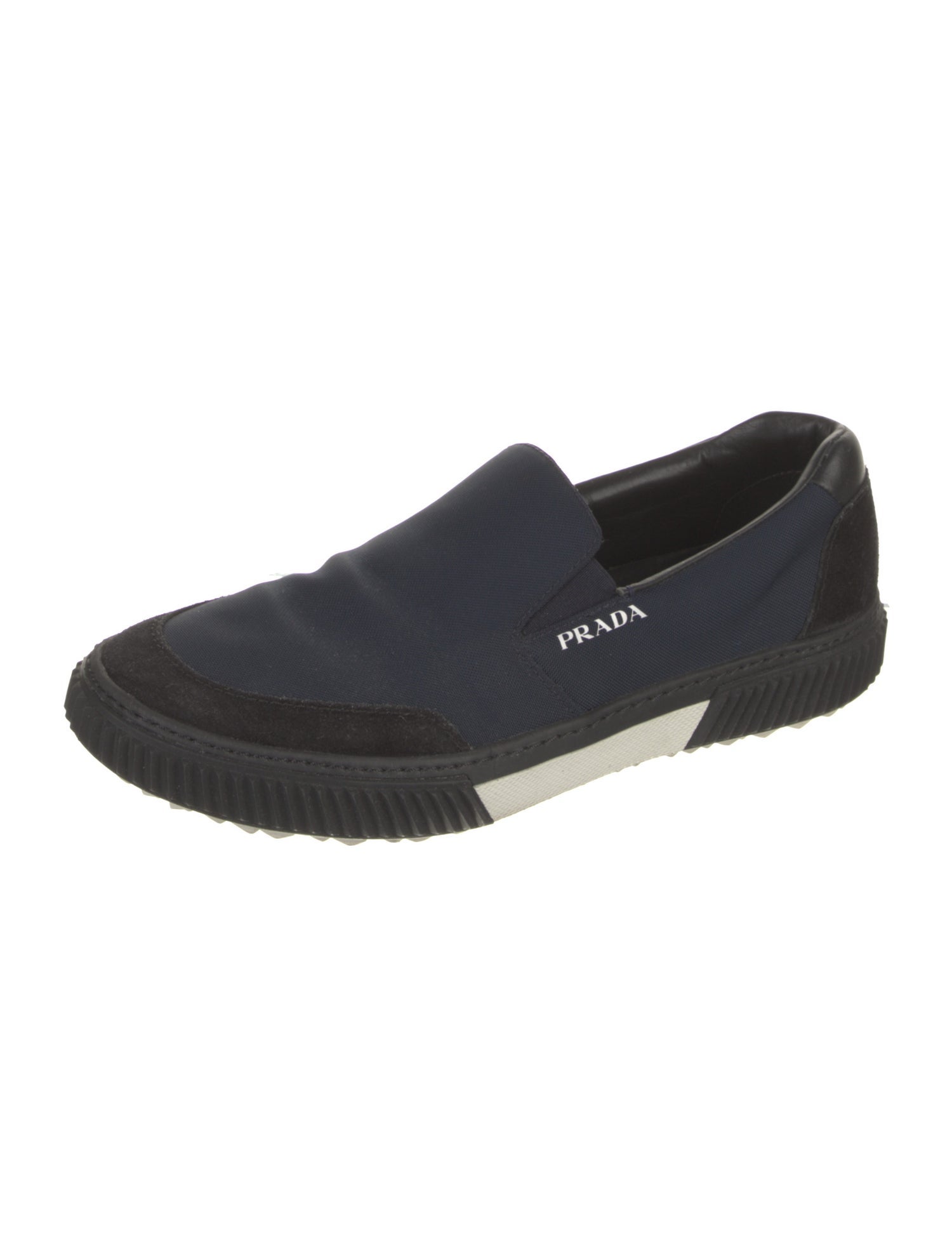 Prada Nylon Leather Trim Embellishment Sneakers