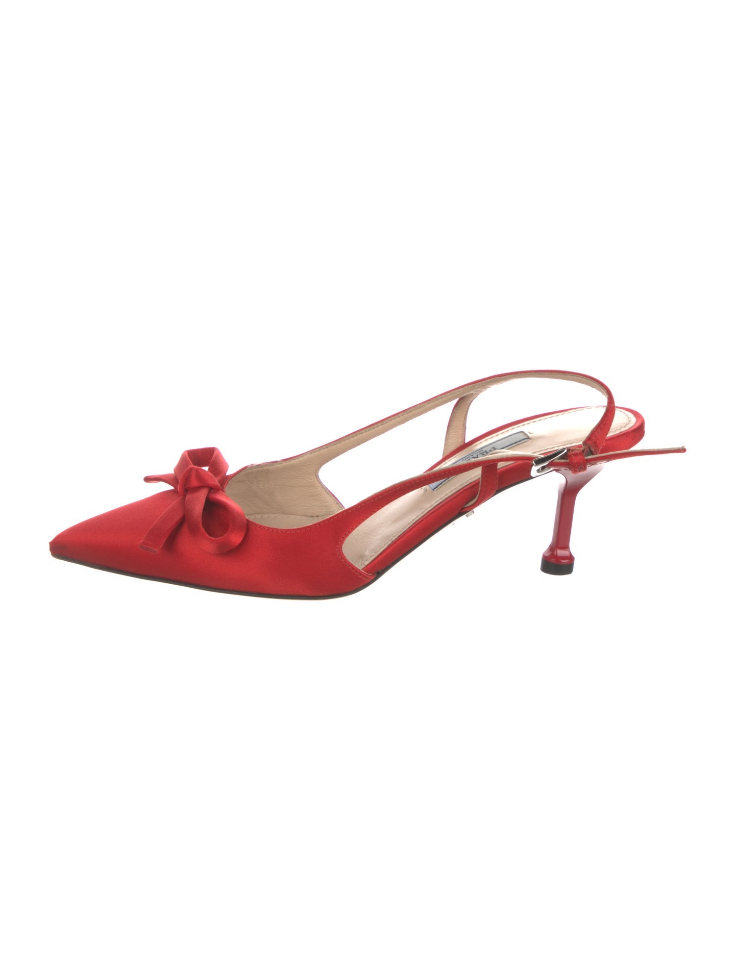 Prada Satin Bow Accents Slingback Pumps