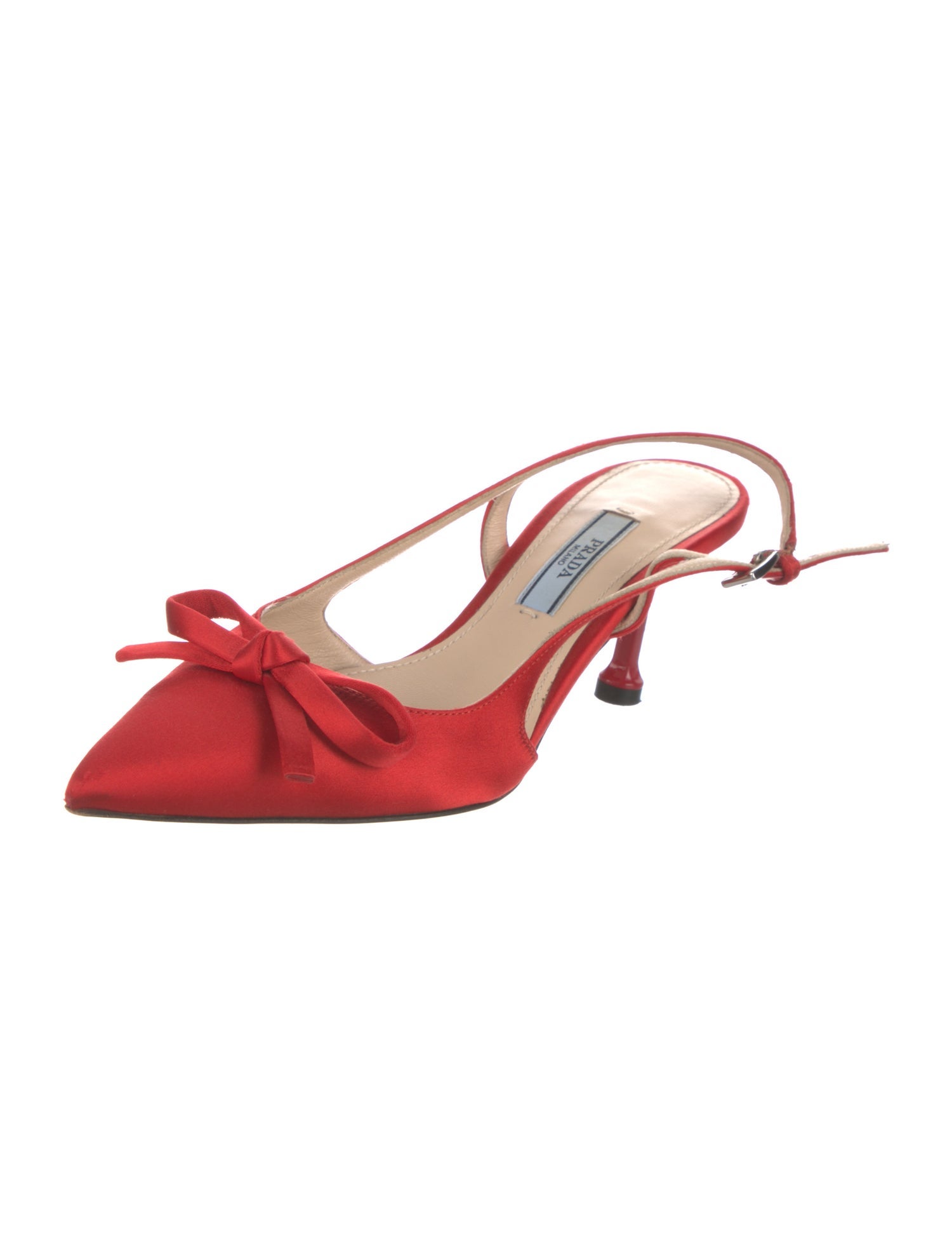 Prada Satin Bow Accents Slingback Pumps
