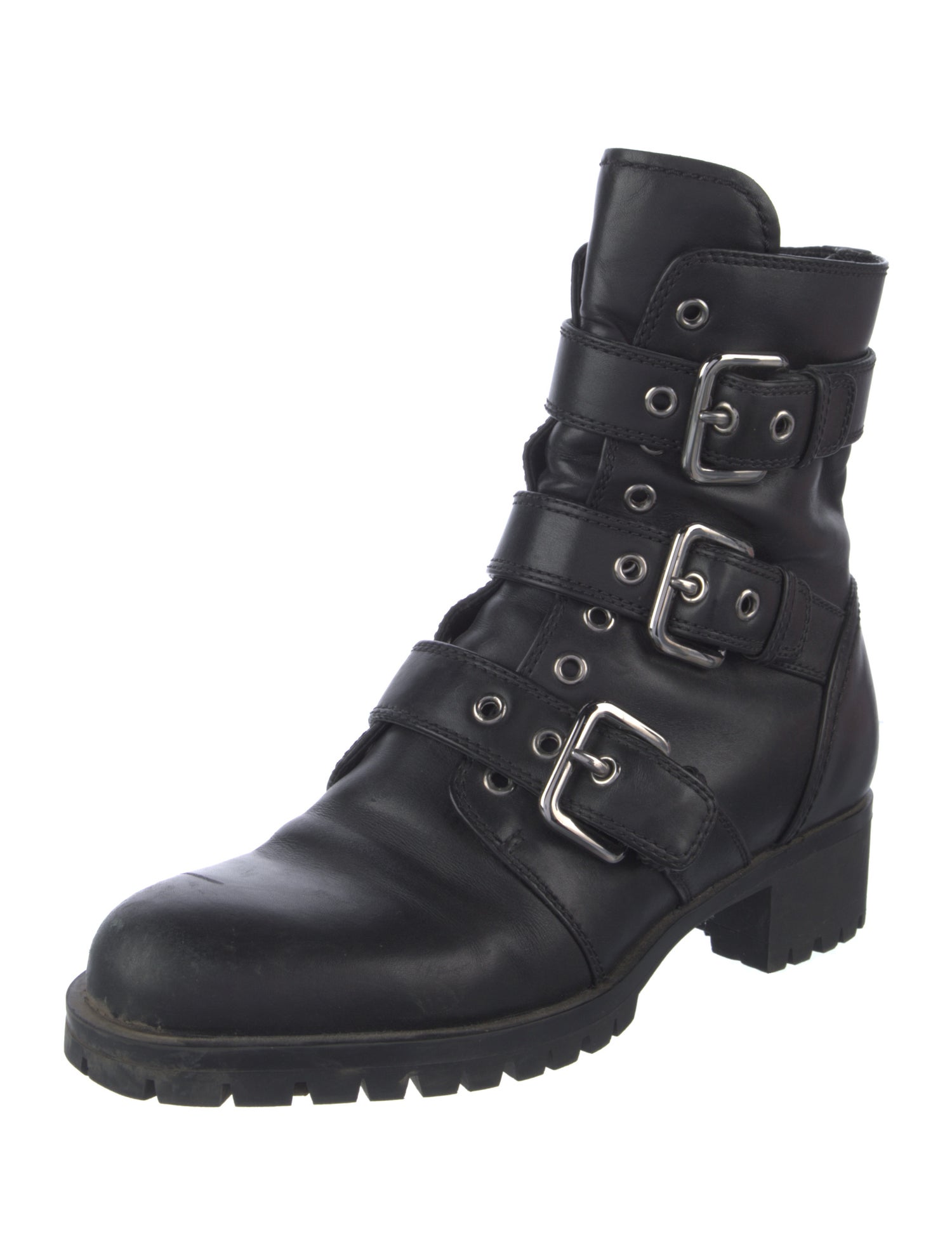Prada Leather Combat Boots