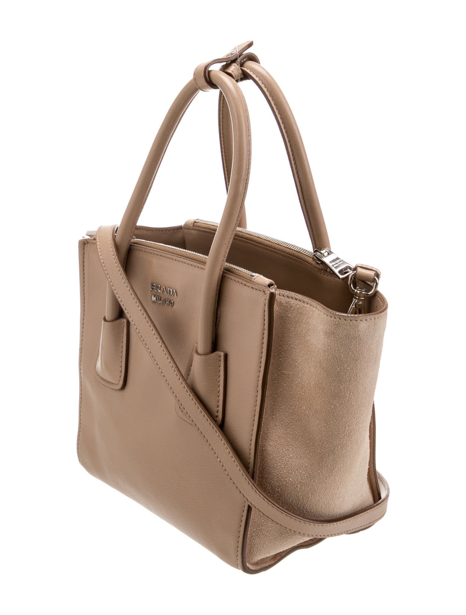 Prada Scamosciato-Trimmed Glace Calf Twin Pocket Tote