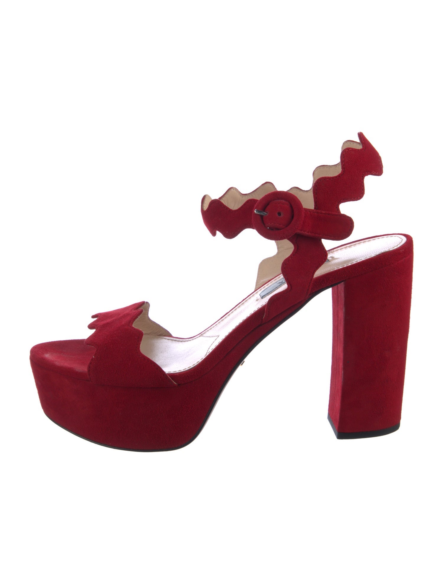 Prada Suede Scalloped Accent Sandals