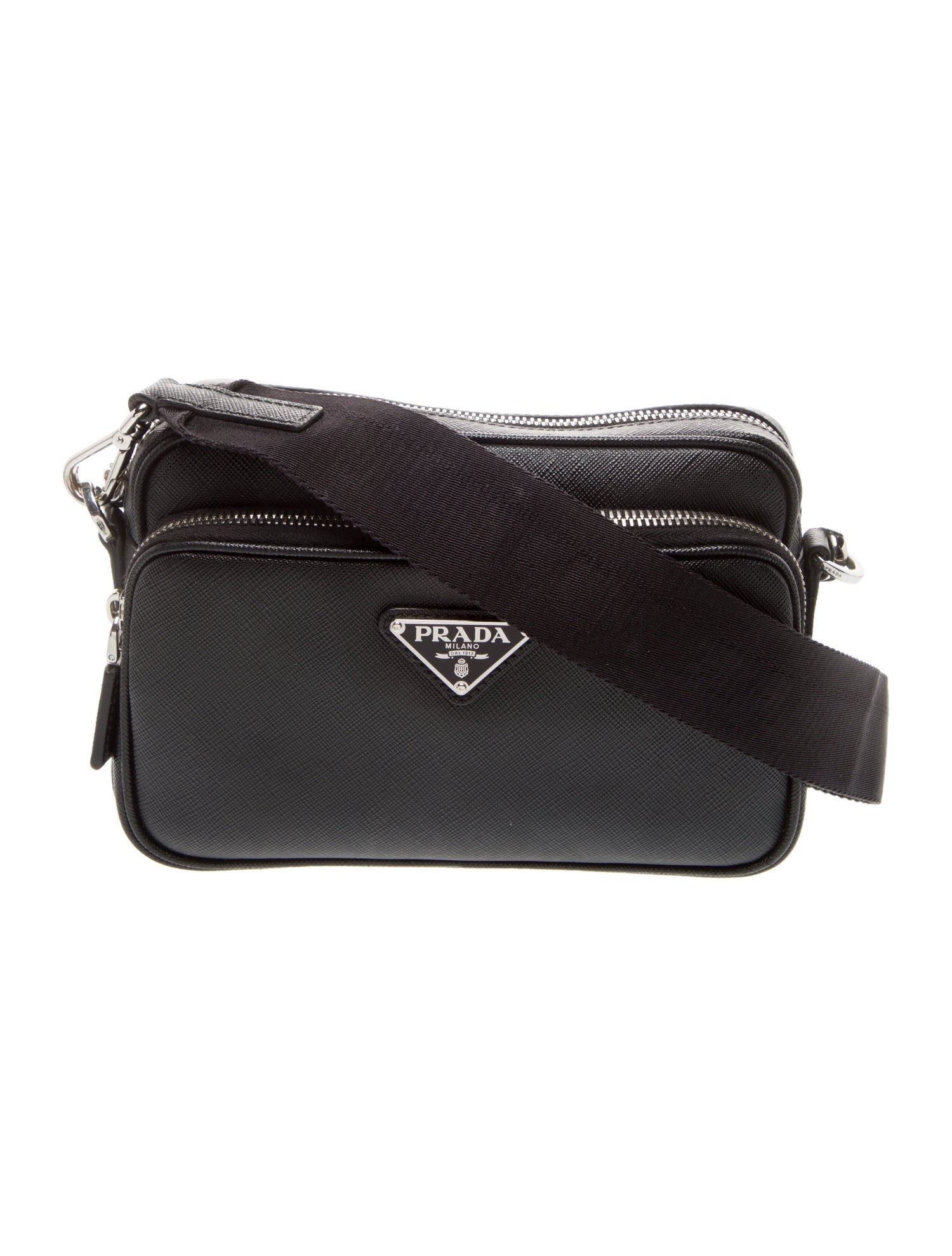 Prada Enameled Metal Triangle Crossbody Bag