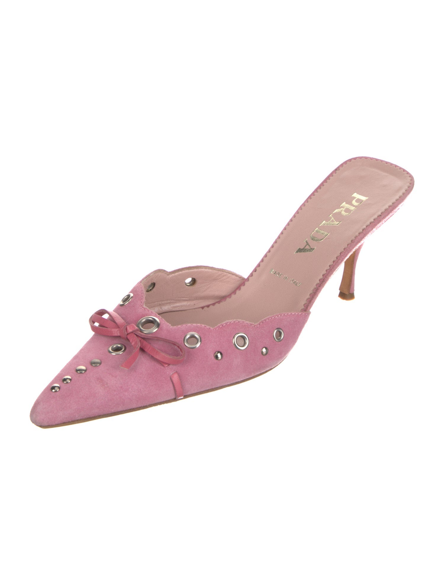 Prada Suede Bow Accents Mules