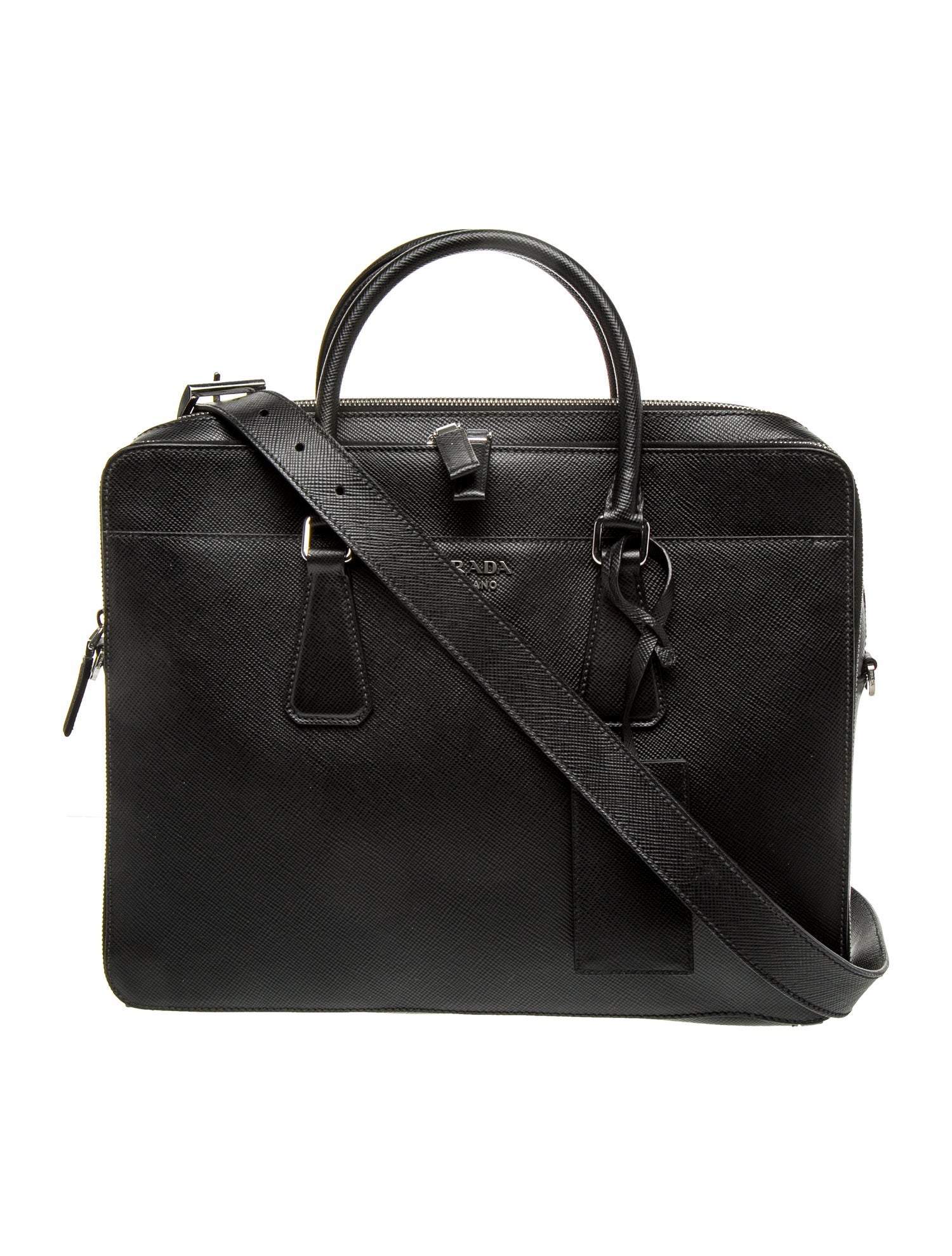 Prada Enameled Metal Triangle Crossbody Bag