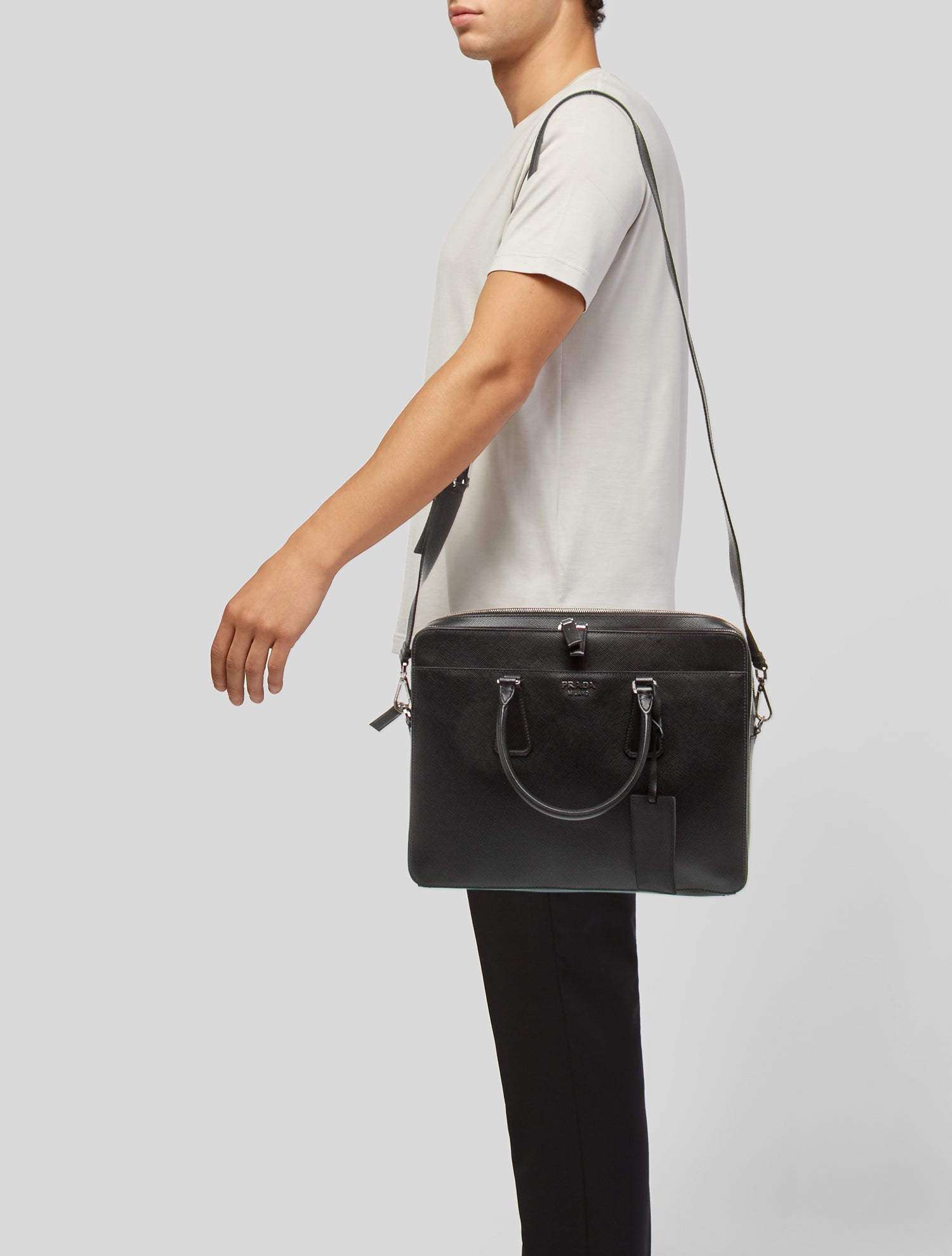 Prada Enameled Metal Triangle Crossbody Bag