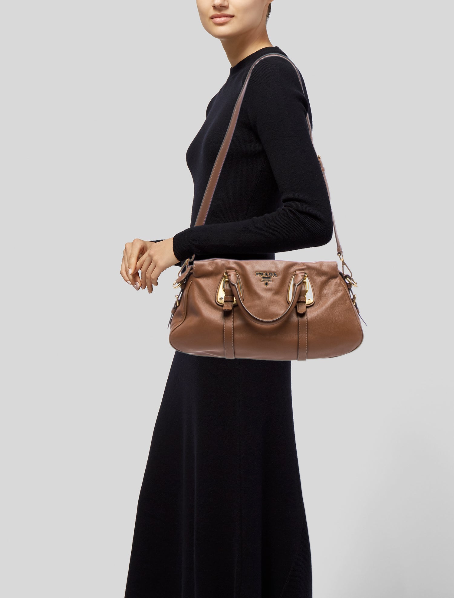 Prada Soft Calf Leather Top Handle Bag