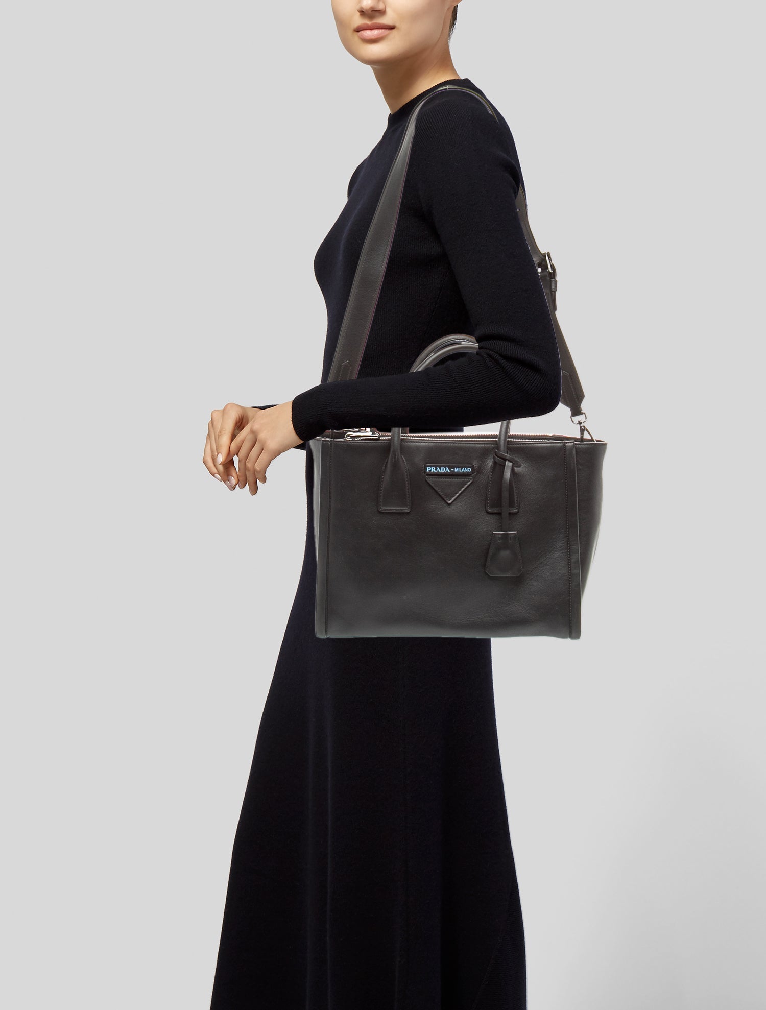 Prada Saffiano Leather Grace Lux-Trimmed Tessuto Concept Tote