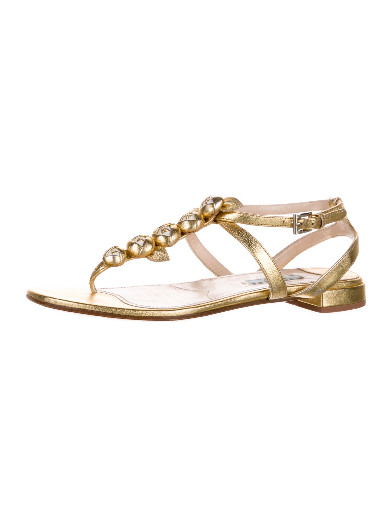 Prada Leather T-Strap Sandals