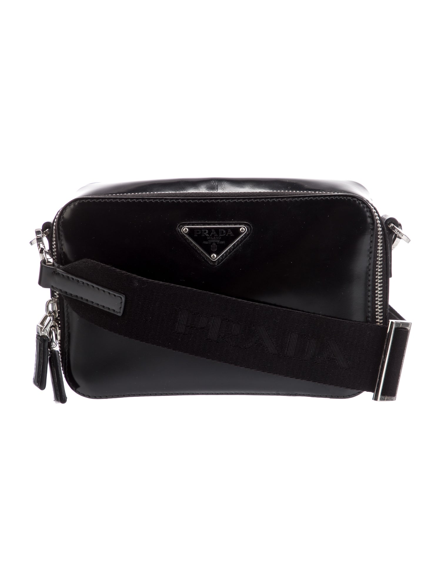Prada Enameled Metal Triangle Brique