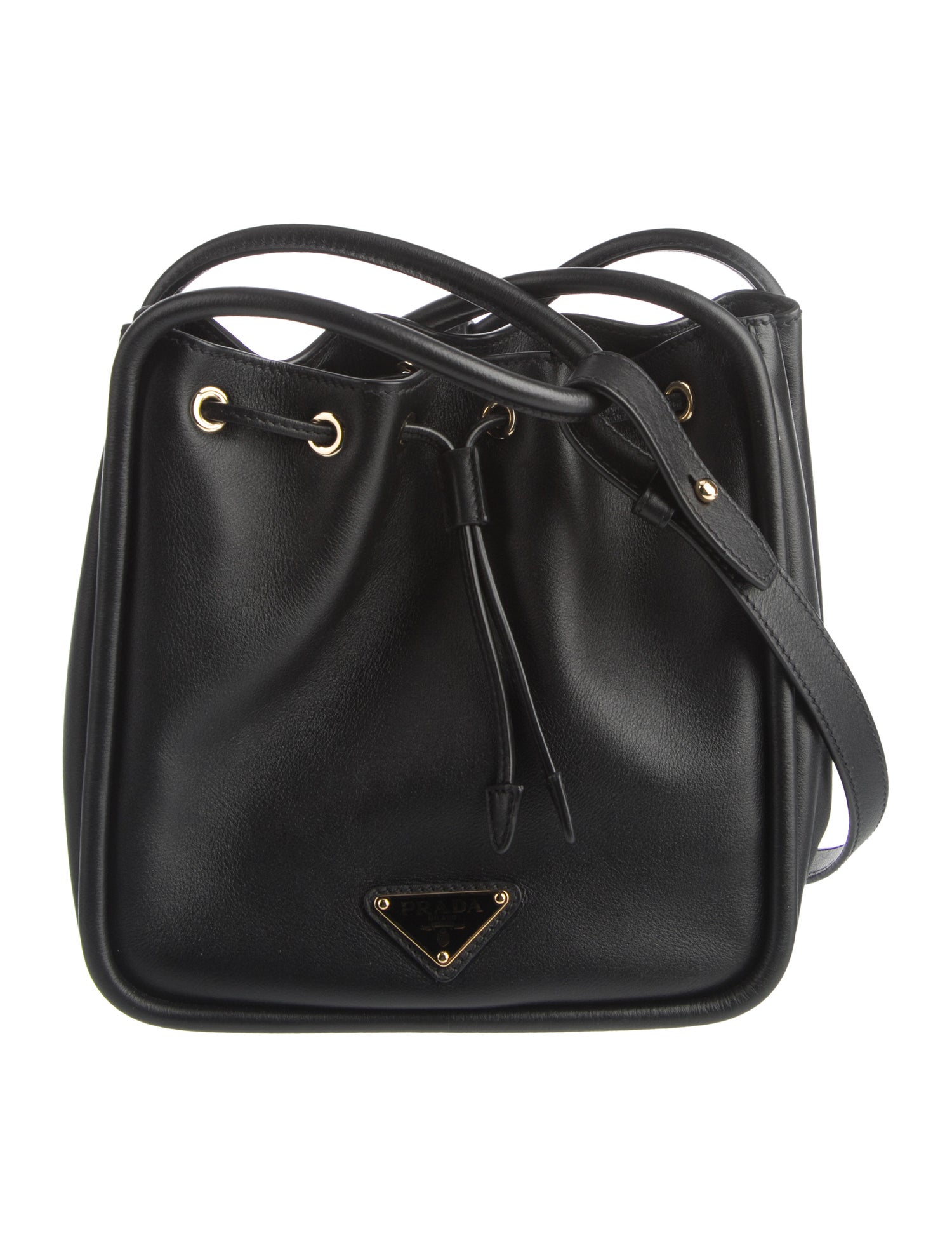 Prada Leather Enameled Metal Triangle Darling Mini