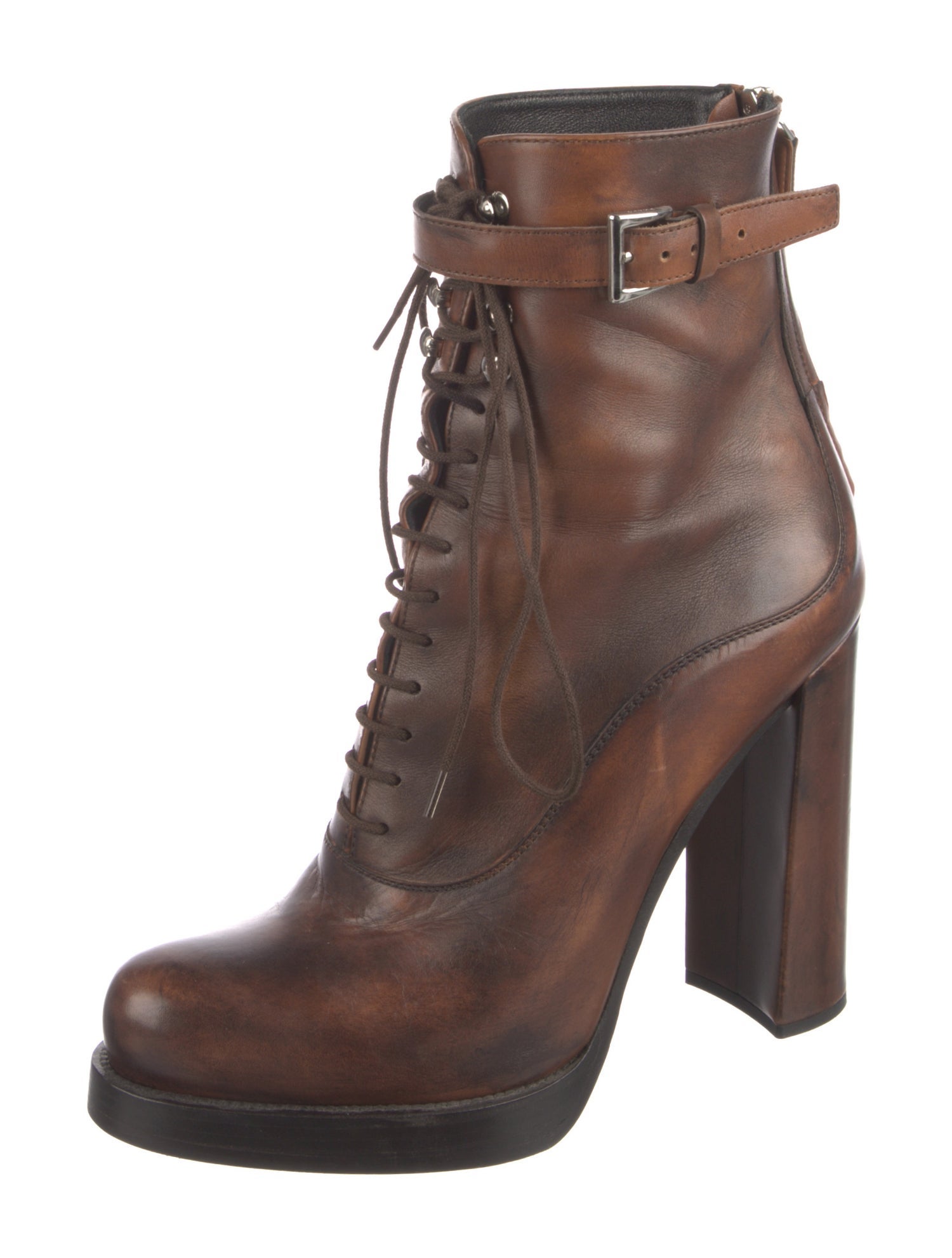 Prada Leather Lace-Up Boots