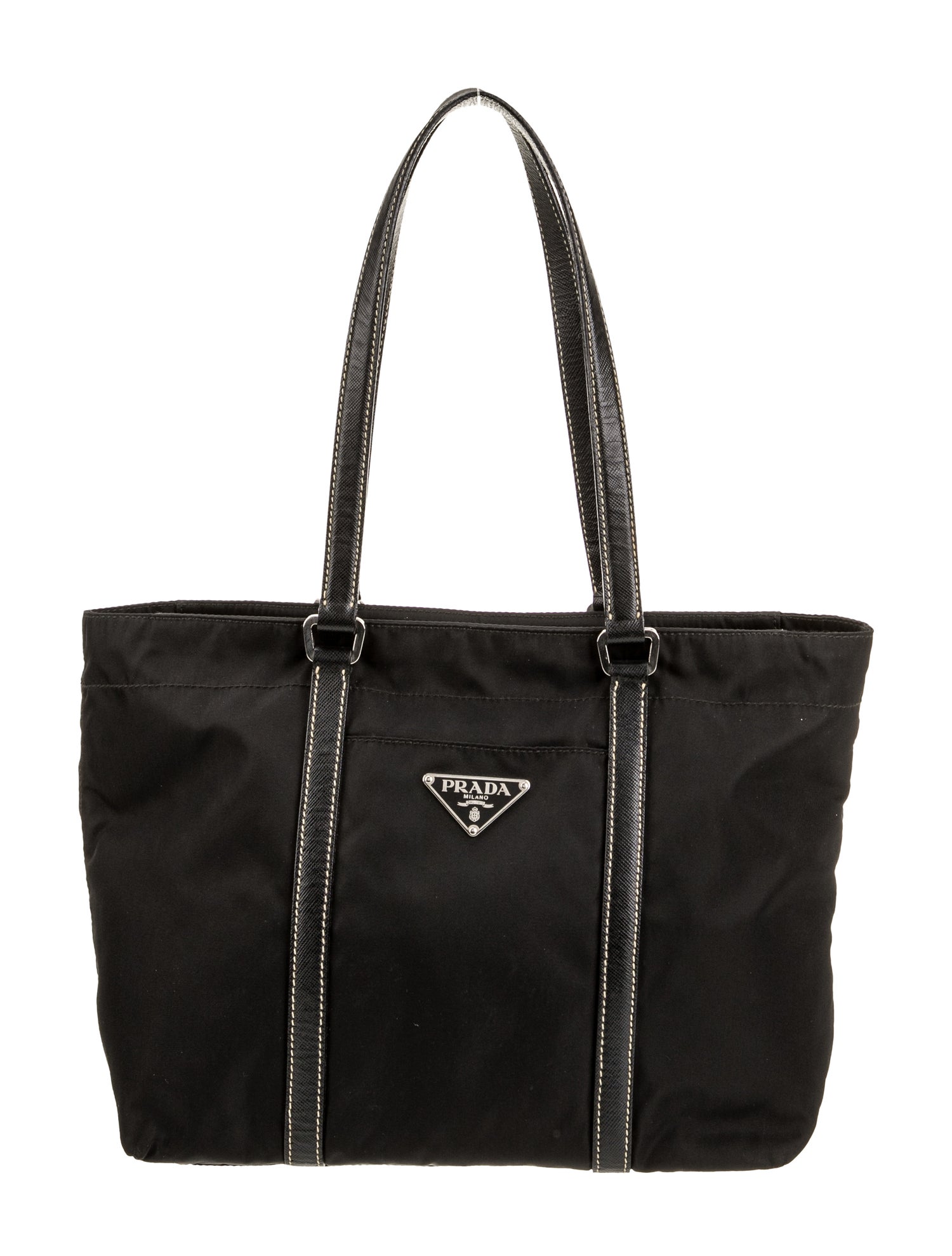 Prada Enameled Metal Triangle Tote