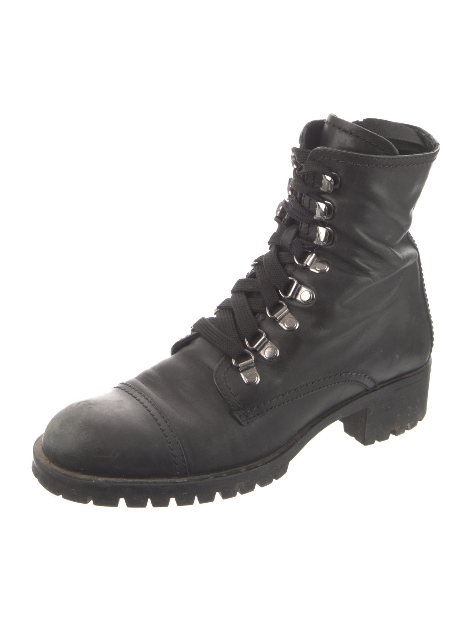 Prada Leather Combat Boots