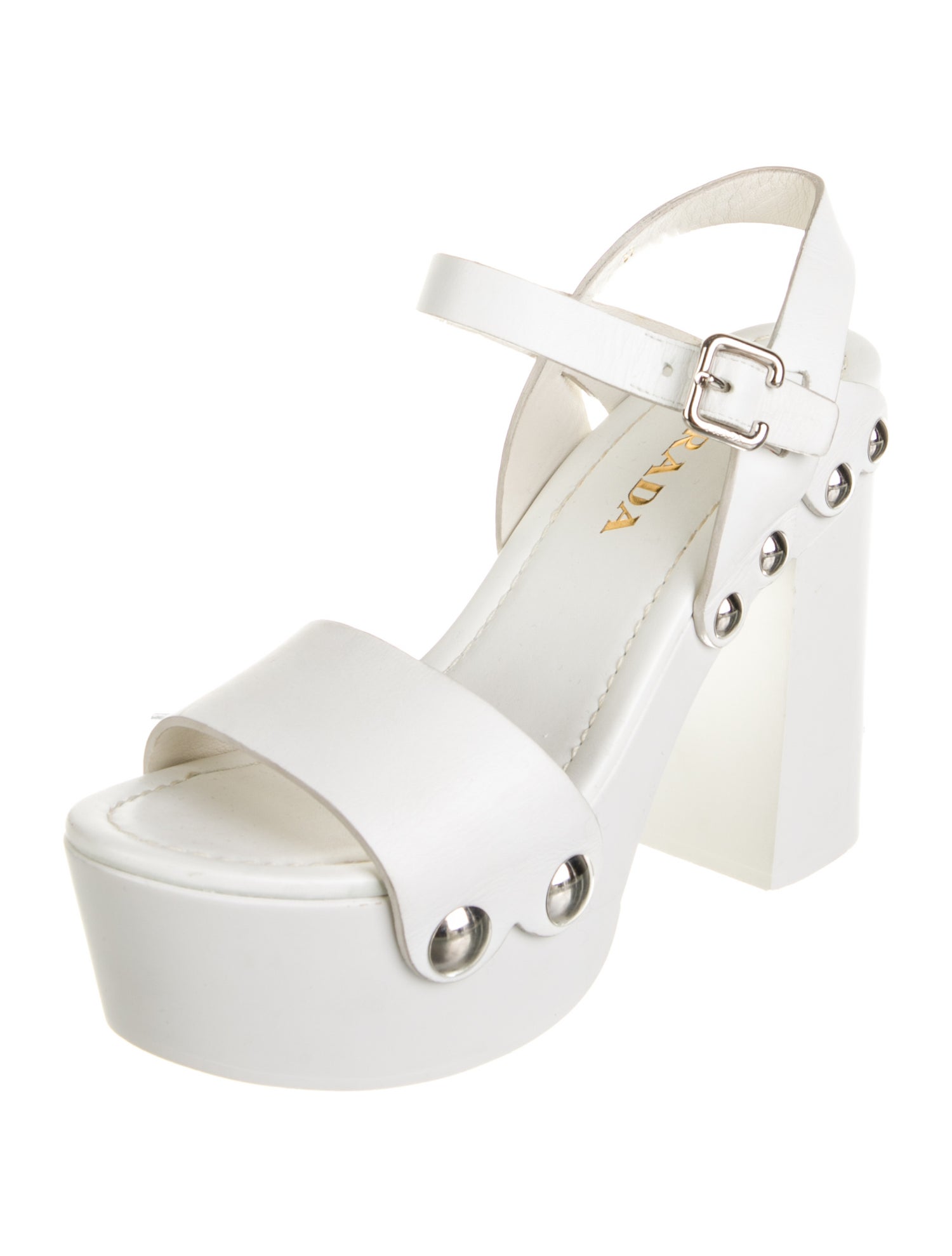 Prada Leather Studded Accents Sandals