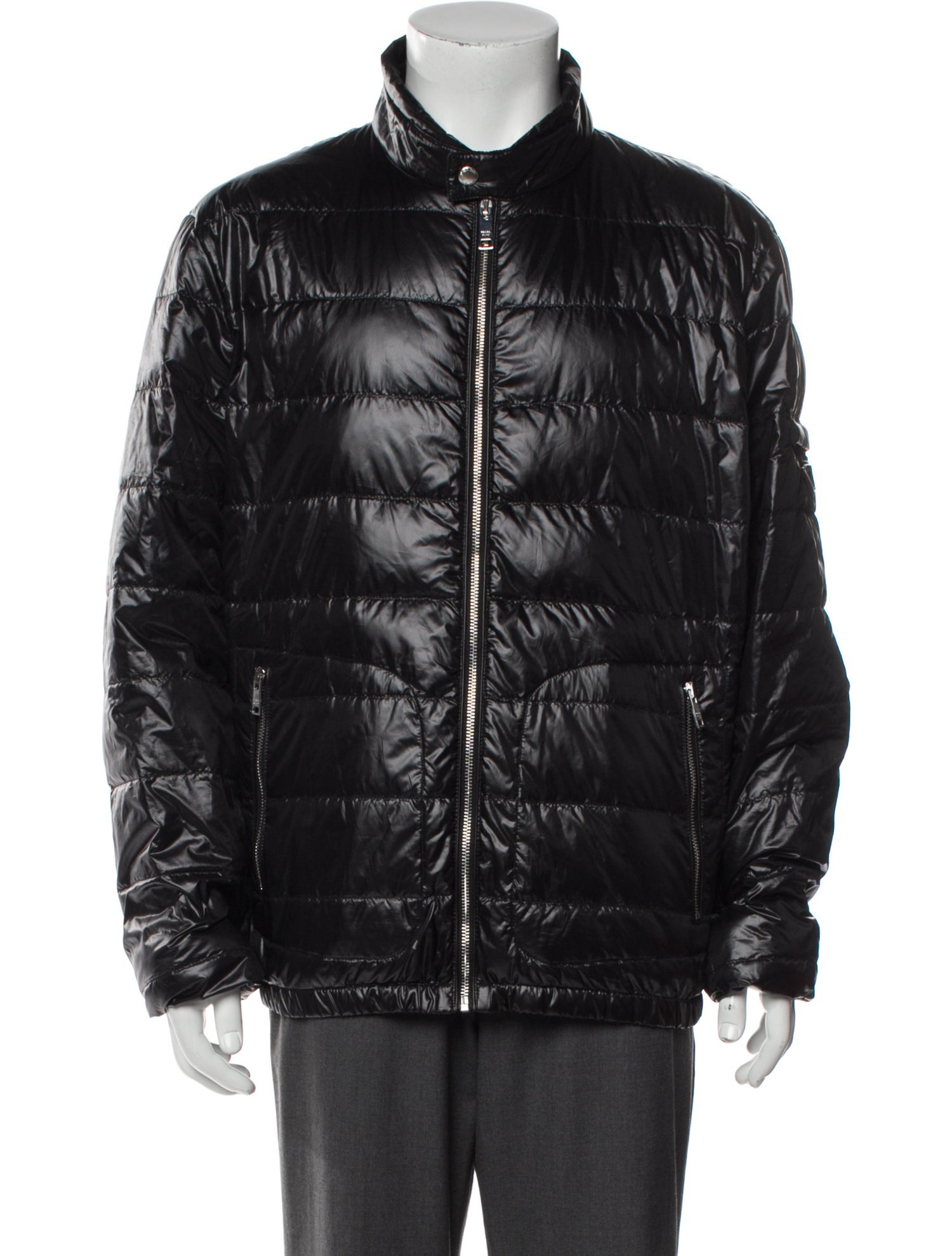 Prada 2022 Enameled Metal Triangle Puffer Coat