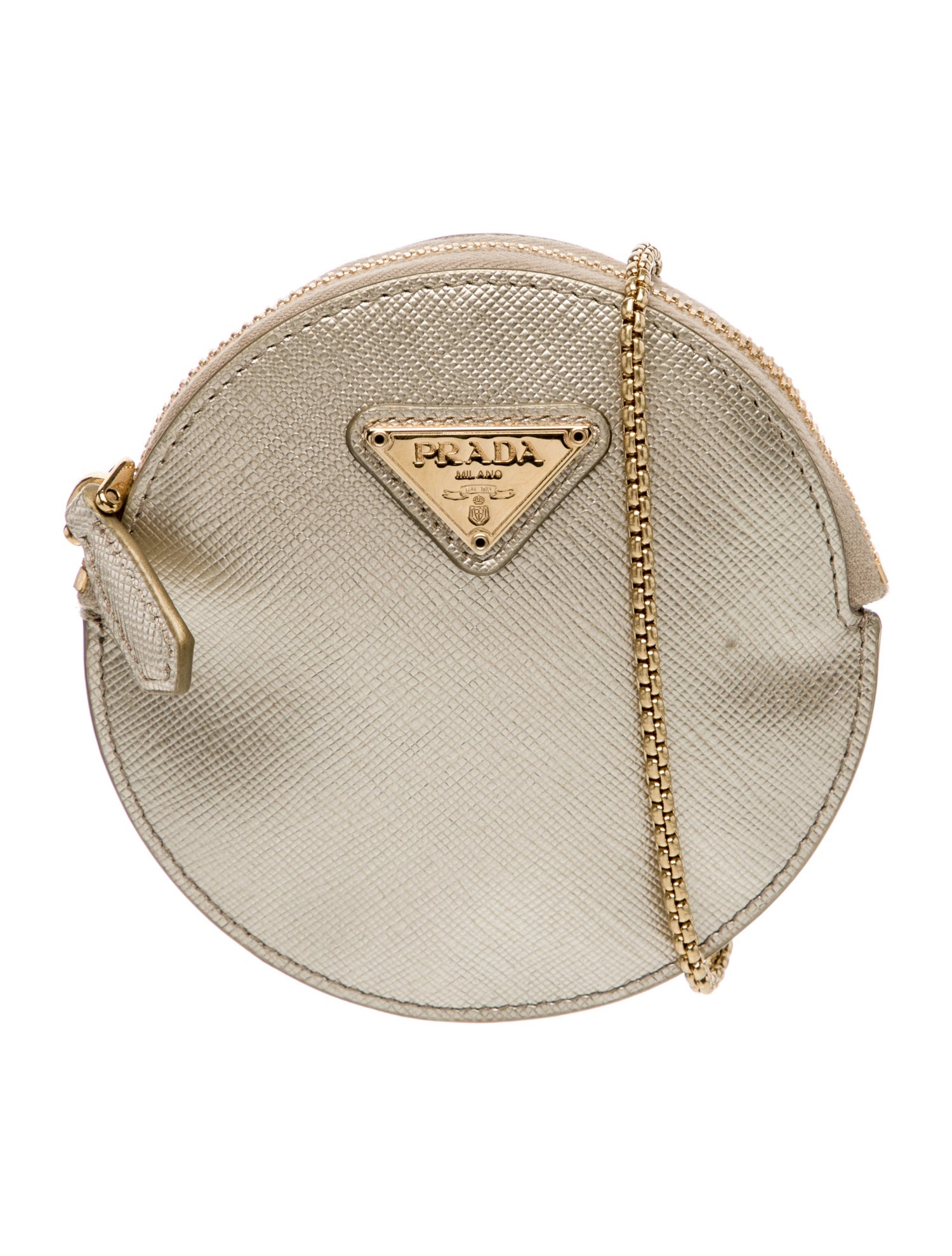 Prada Saffiano Leather Coin Pouch on a Chain Super Mini