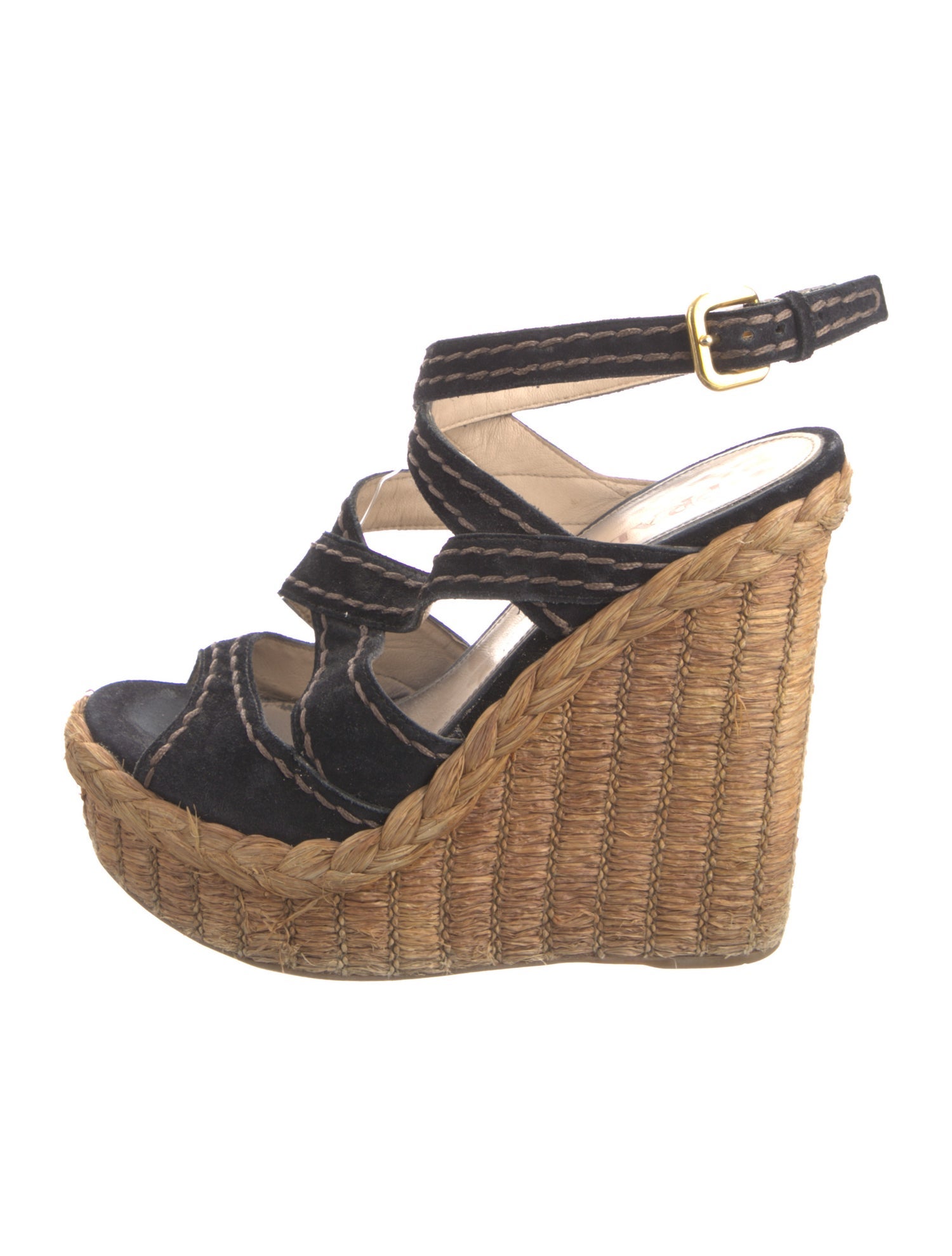 Prada Suede Colorblock Pattern Espadrilles