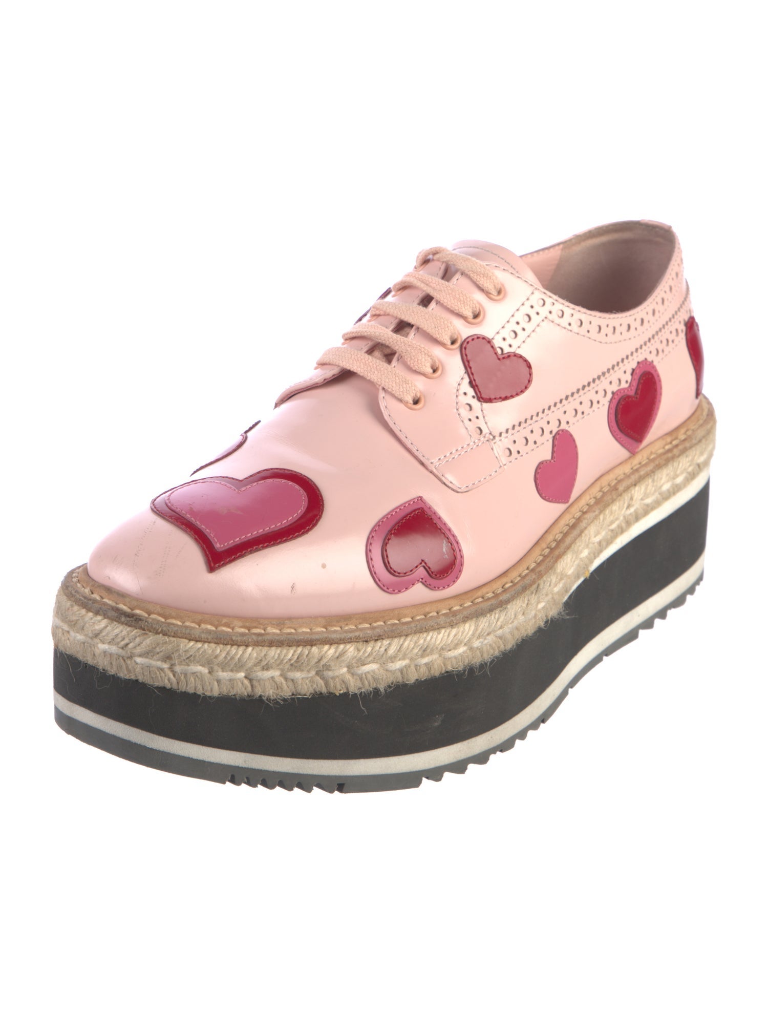 Prada Leather Printed Oxfords