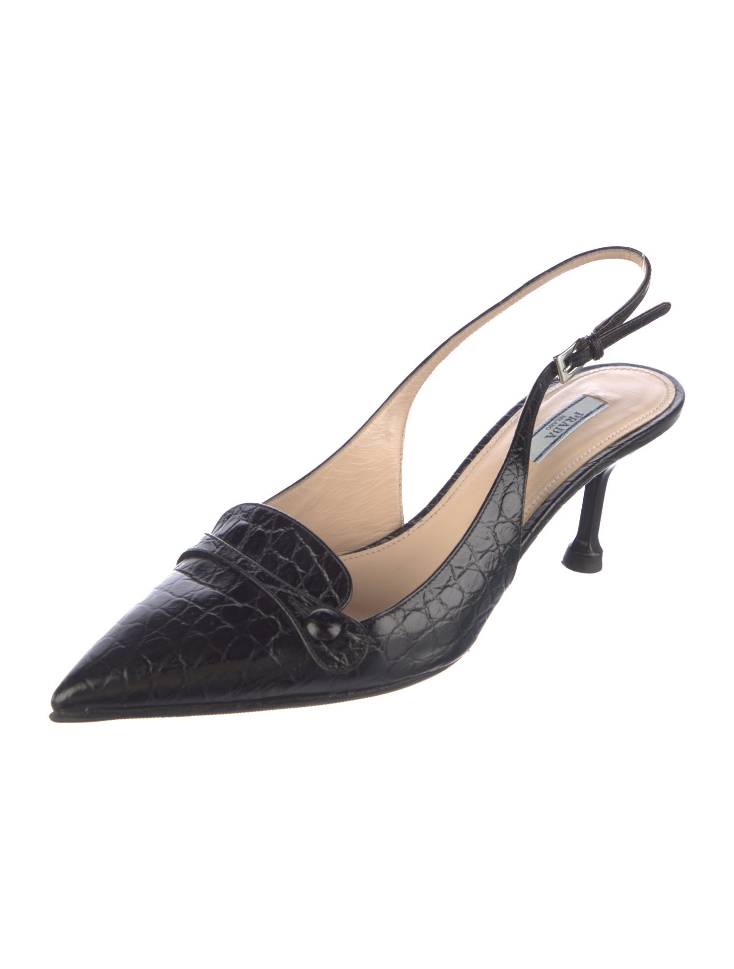 Prada Embossed Leather Slingback Pumps