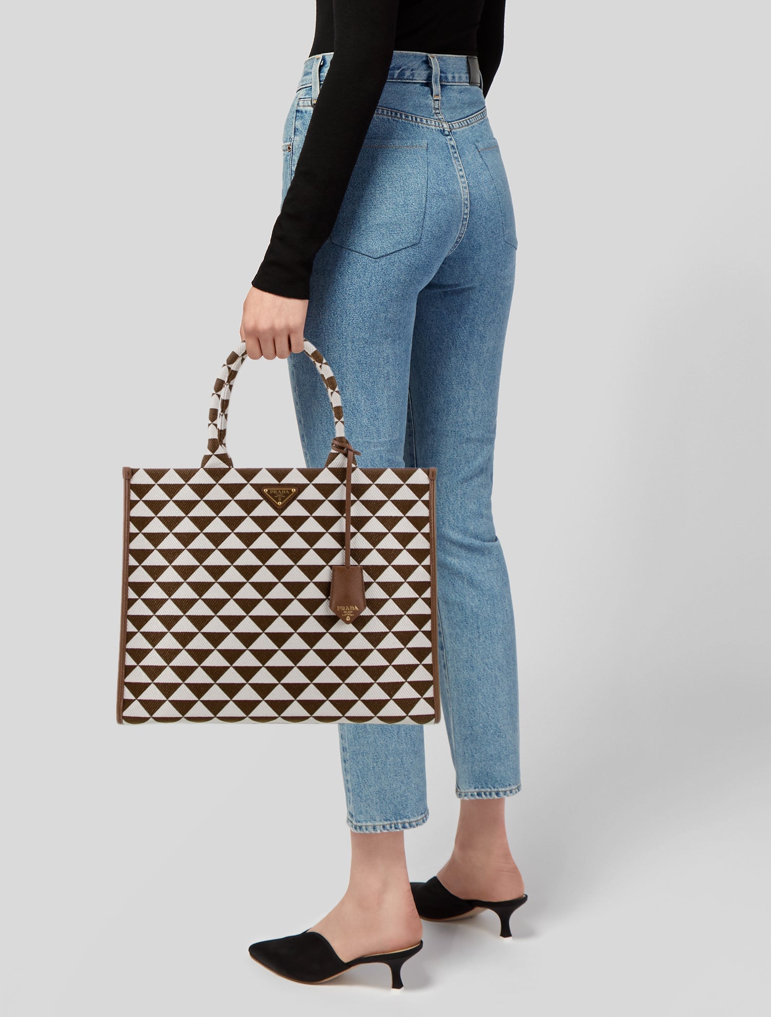 Prada Enameled Metal Triangle Tote