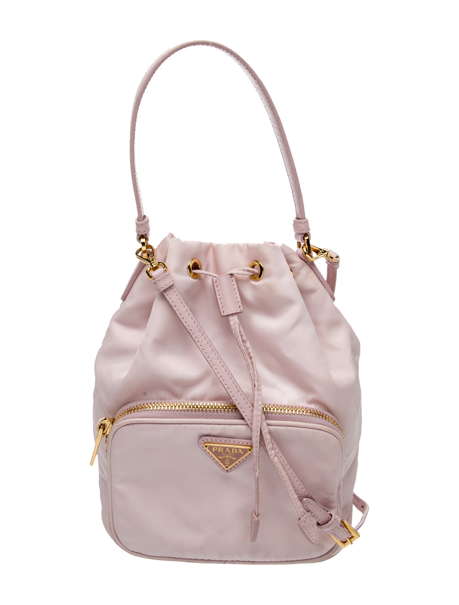 Prada Enameled Metal Triangle Top Handle Bag