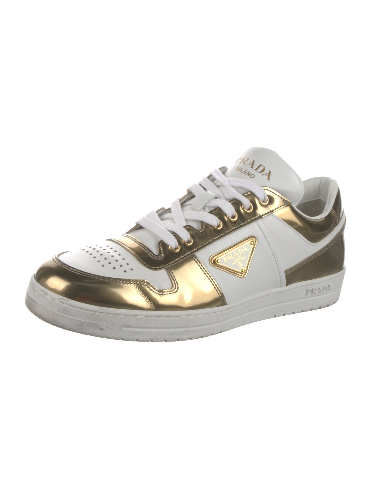 Prada Leather Colorblock Pattern Sneakers