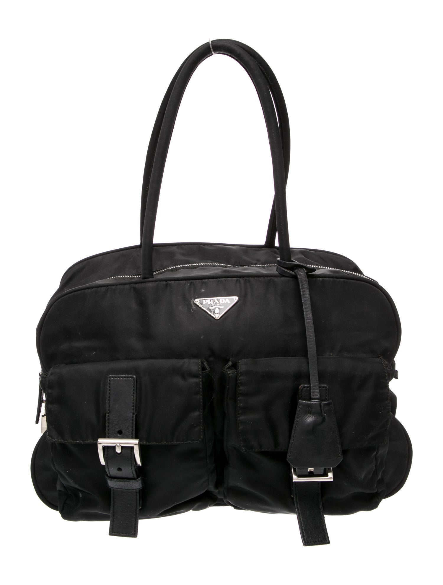 Prada Enameled Metal Triangle Shoulder Bag