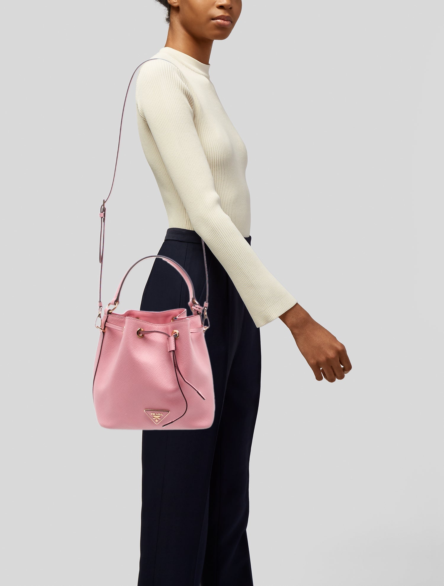 Prada Saffiano Lux Leather Bucket Bag