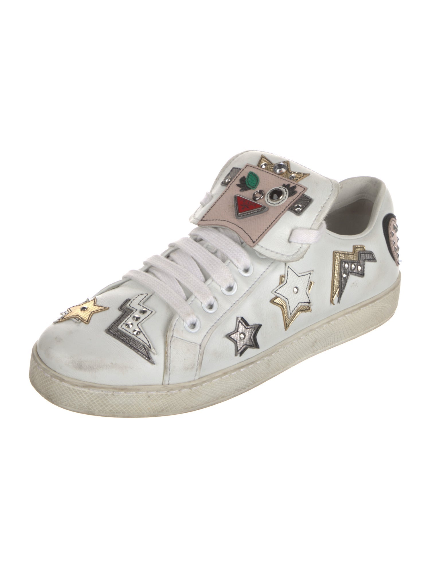 Prada Leather Printed Sneakers