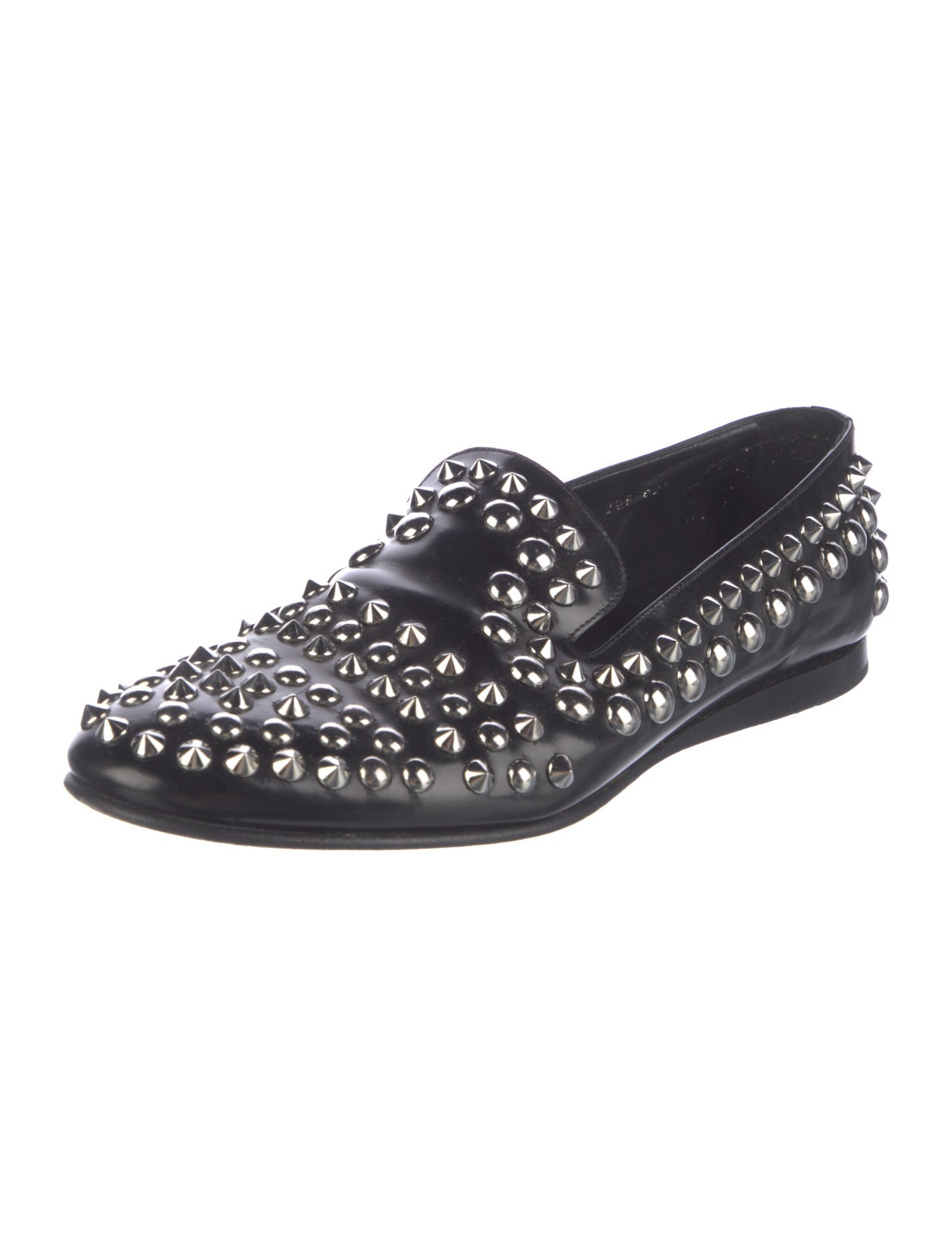 Prada Leather Studded Accents Loafers