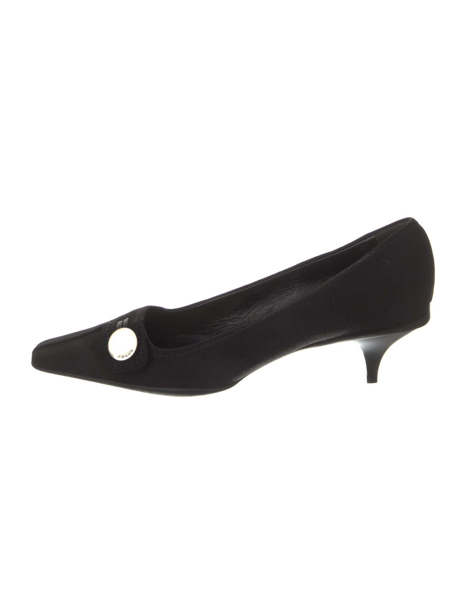 Prada Nylon Leather Trim Embellishment Pumps
