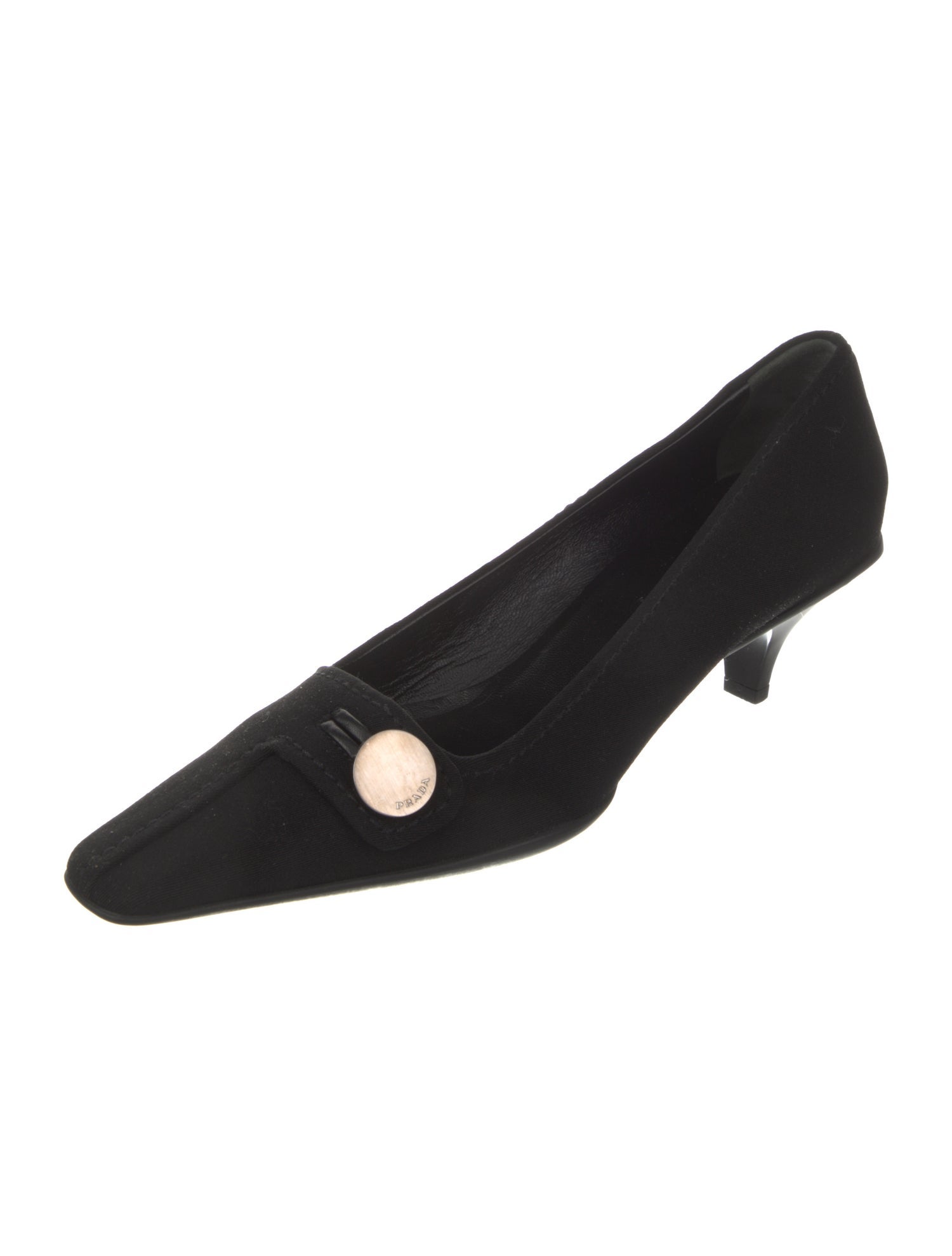 Prada Nylon Leather Trim Embellishment Pumps