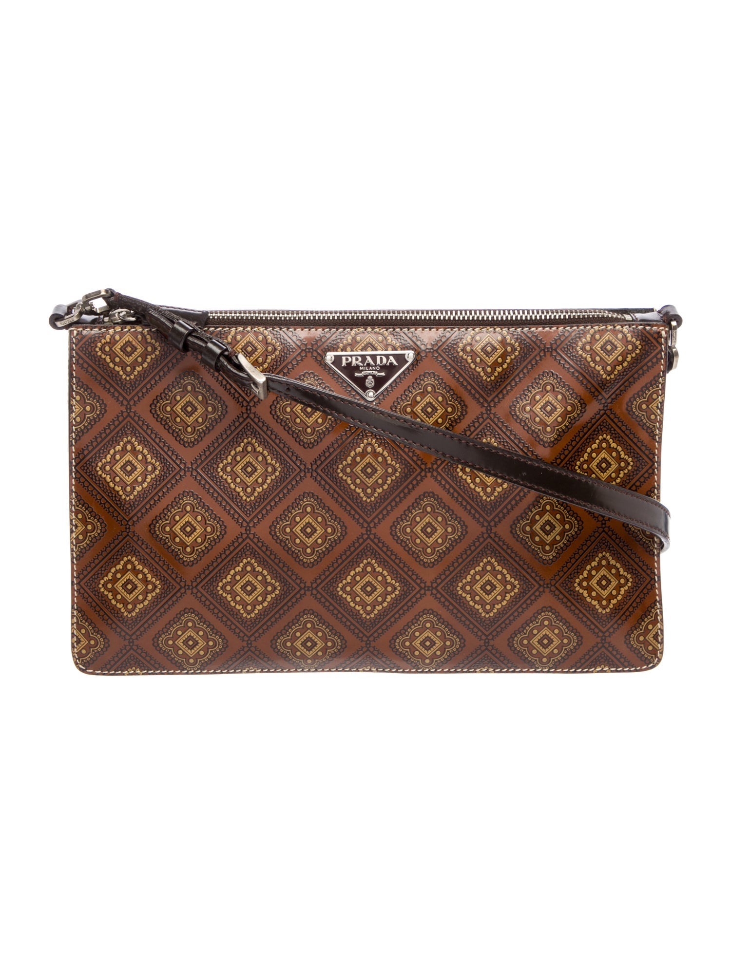 Prada Enameled Metal Triangle Shoulder Bag