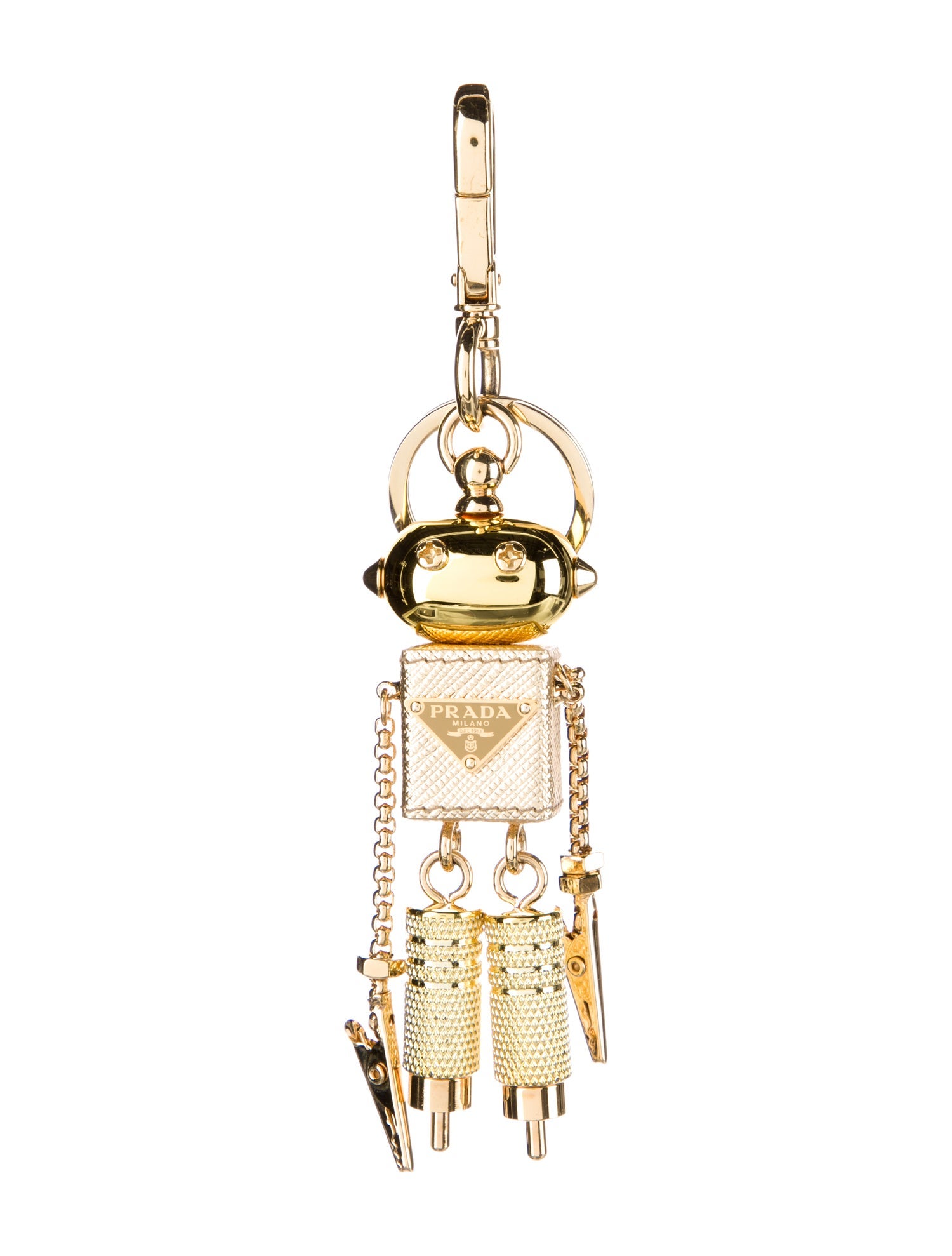 Prada Gold Robot Metal Keychain